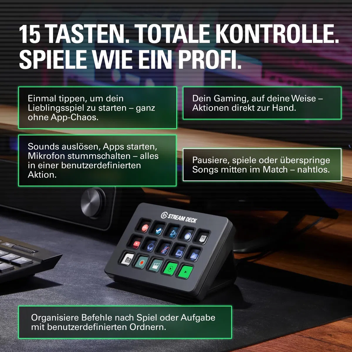 Elgato Stream Deck MK.2 Studio-Controller, 15 Makrotasten, für OBS, Twitch, YouTube, Mac und PC