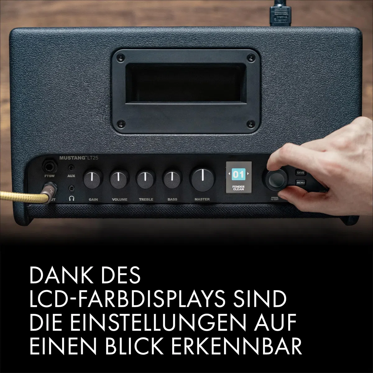 Fender Mustang LT25 Gitarren-Combo-Verstärker, Schwarz | 25W mit 8" Lautsprecher, 30 Presets, FX und USB-Konnektivität