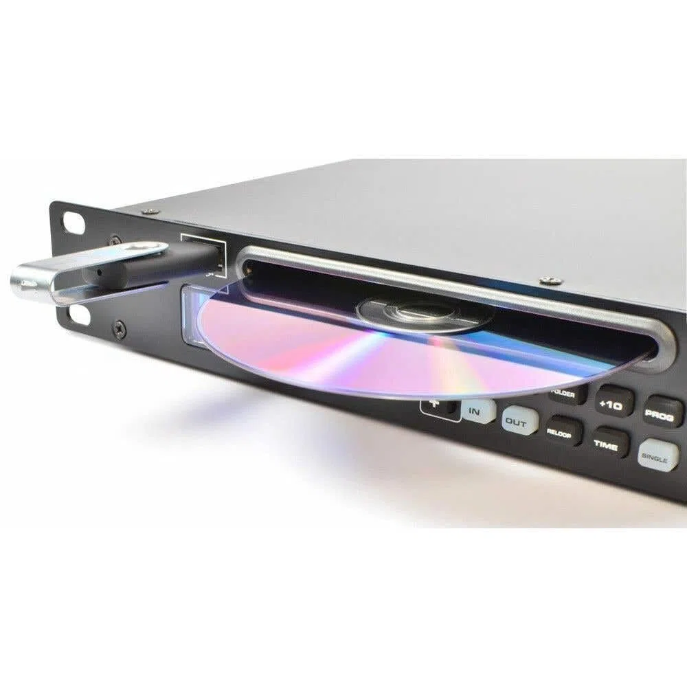 Power Dynamics PDC-35 DJ Party PA Media-Player-Rekorder CD-Player (USB-SD, Aufnahmefunktion, 19 Zoll - 1HE Rack-Einbau) schwarz