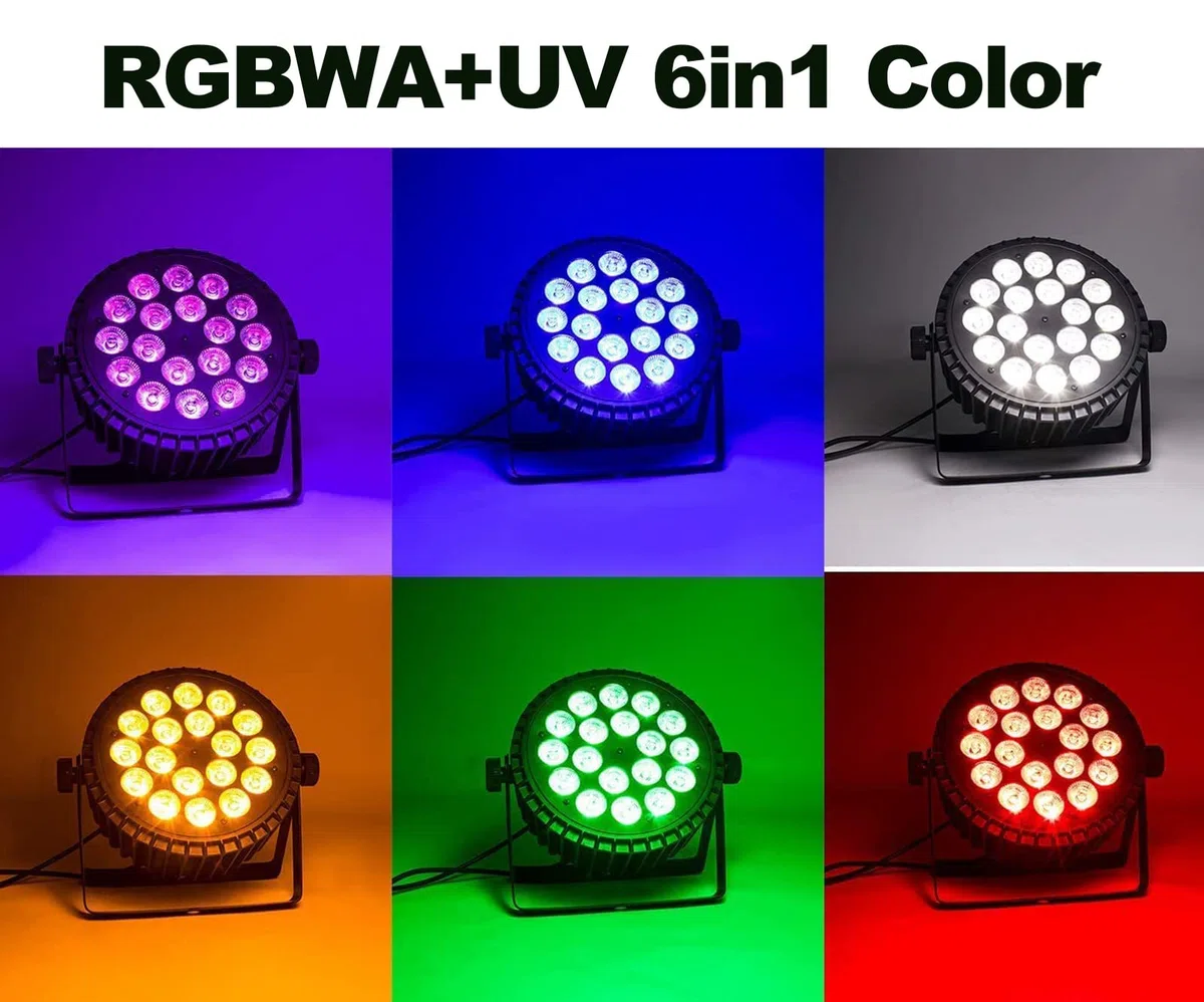 SHEHDS LED Par Scheinwerfer, 18x18W LED Bühnenlicht RGBWA+UV 6-in-1, DMX Steuerung Mit Soundsteuerung, DJ Lichteffekt Discolicht Partylicht Für Bühne Disco DJ Licht Show (18x18W-RGBWA+UV)