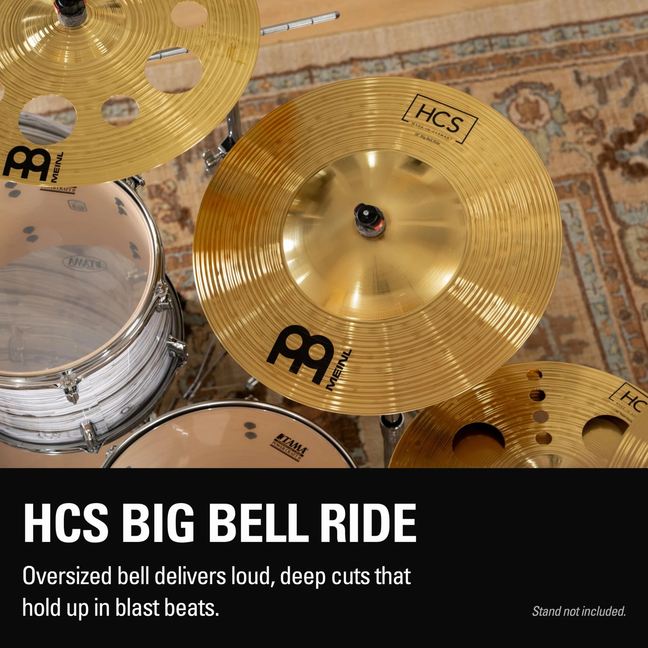 Meinl Cymbals HCS Big Bell Ride — 18 Zoll (Video) Schlagzeug Becken (45,72cm) Messing, Traditionelles Finish (HCS18BBR)