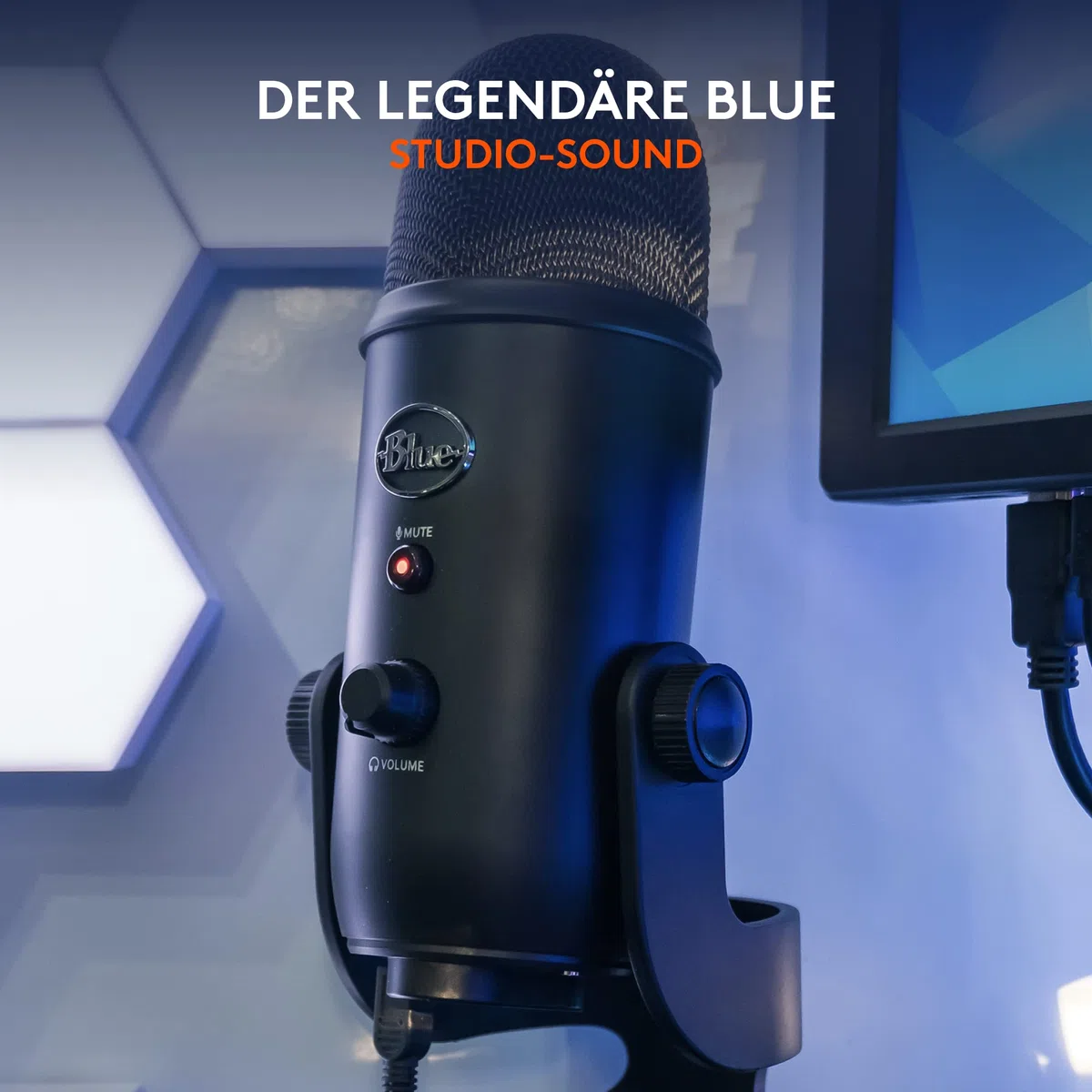 Blue Microphones Yeti Professionelles USB-Mikrofon für Aufnahmen, Streaming, Podcasting, Broadcasting, Gaming, Voiceover und mehr, Plug 'n Play auf PC und Mac - Schwarz