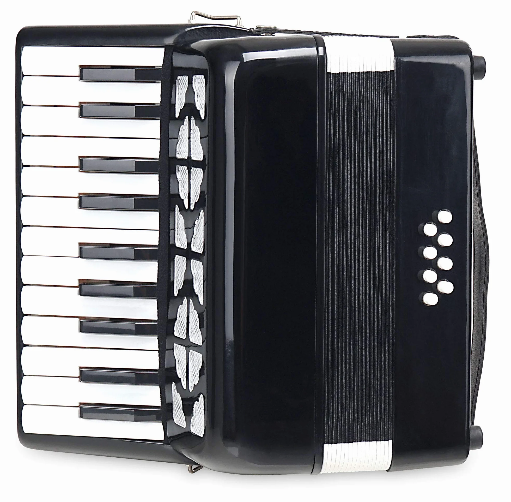 Classic Cantabile Secondo Kinder Akkordeon 8 Bass Set (Kinder-Akkordeon mit 8 Bässen, inkl. Gurt, Tasche, Notenständer & Schule) Schwarz