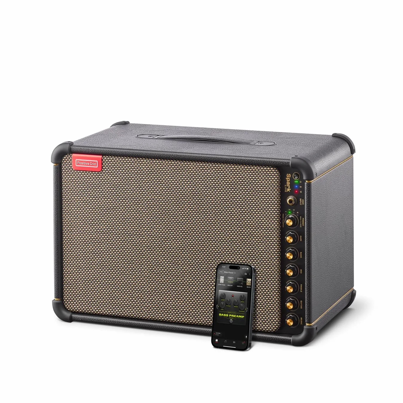 Positive Grid Spark Live Smart Guitar Amp, Multi-Channel PA System & Bluetooth Speaker All-in-One for Guitar, Bass, Vocals, Keyboards and More. | 4 Kanäle für Gitarre, Bass, Gesang, Tasten & mehr Eingebauter Kanalmischer, USB-Ladeanschlüsse, dedizierte Sm