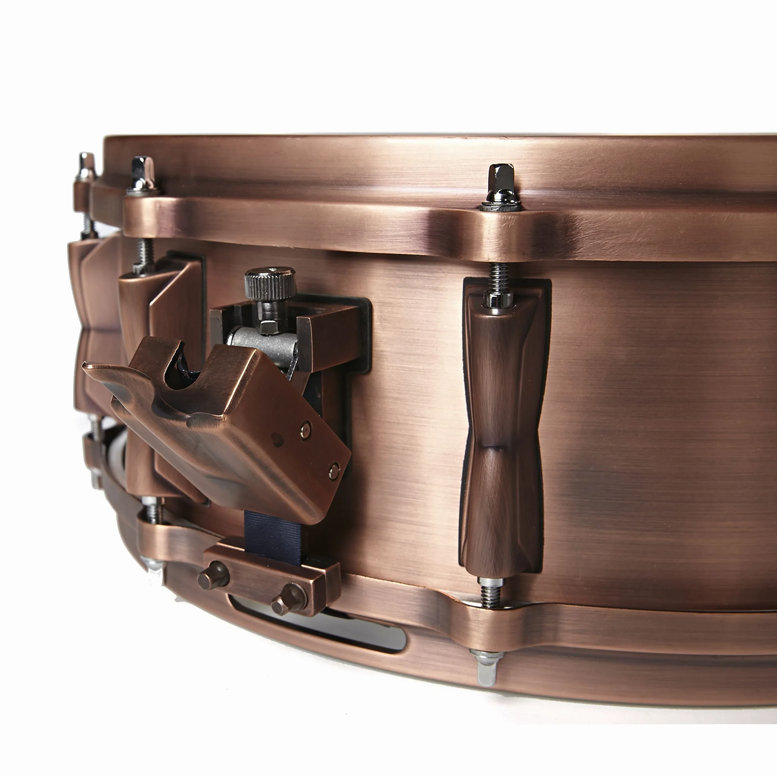 Fame FSC-50, 14"x5" Copper Snare Drum, Professionelle Kupfer-Snare, Gussspannreifen, 1.2mm Kesselstärke, 10 Spannschrauben, Naturfarben, Satinierte Kessel-Hardware, Warm, Erdig, Bassreich"