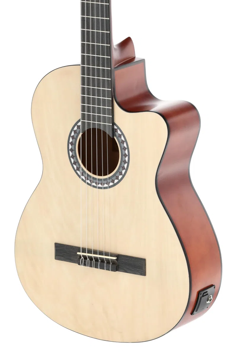 GEWA E-Akustik Klassikgitarre Basic - Classic Electro - 4/4 - Korpus Linde - Tonabnehmer 4-Band EQ mit Stimmgerät - Cutaway - Naturfarben