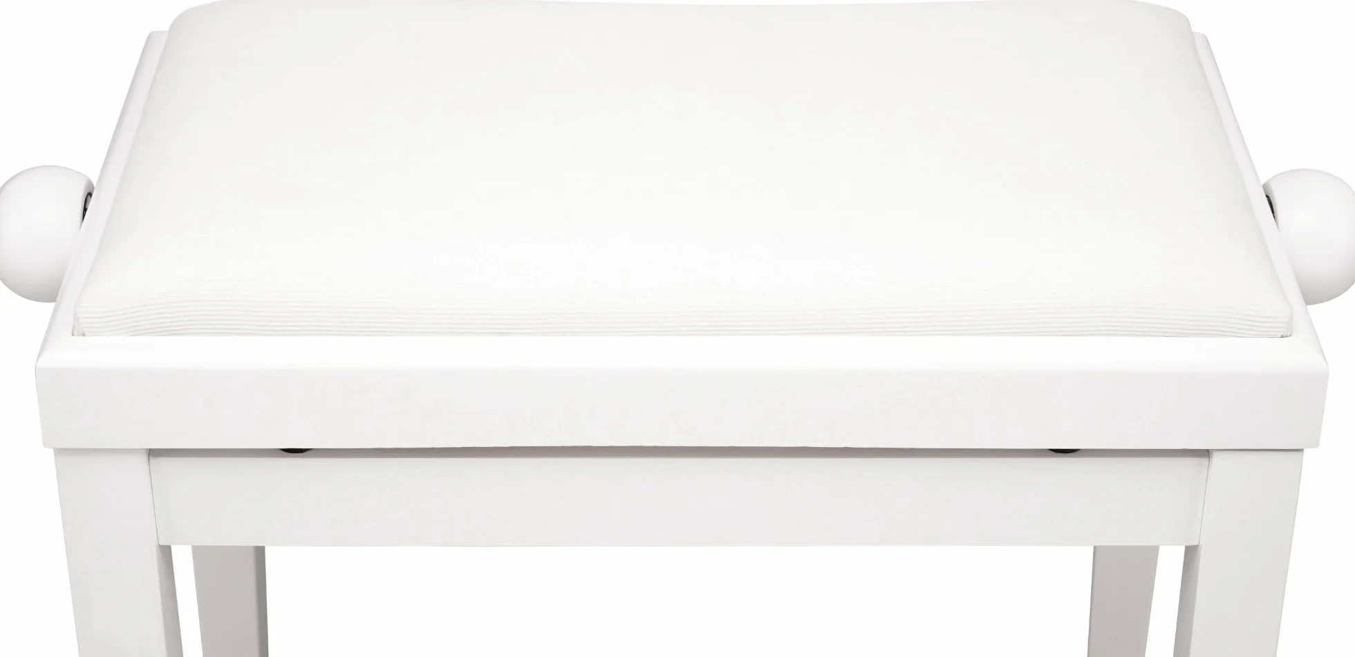 Pianobank Weiß-matt (Höhenverstellbar von 47-56cm, Spindelmechanik, Sitzfläche 55 x 32cm, weißer Velourbezug, stabil)