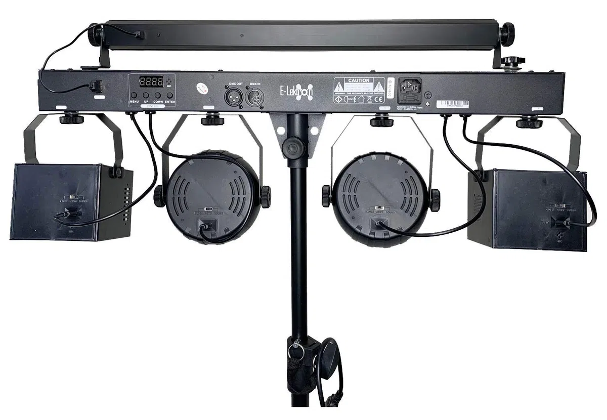 E-Lektron STAGE-BAR 5-fach LED RGBW & UV DMX Lichteffekt Lichtanlage Set mit Stativ, inkl. Tragetasche