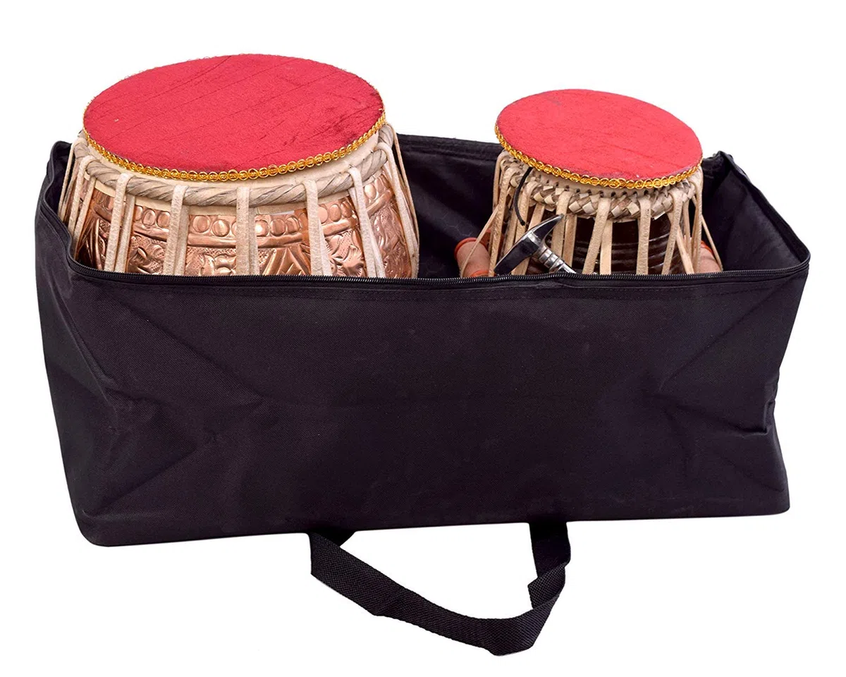 SAI MUSICAL Tabla Drum Set, Kupfer, 3,5 kg, professionell, Designer-Schnitzerei, Sheesham Tabla Dayan, gepolsterte Tasche, Buch, Hammer, Kissen, Hülle