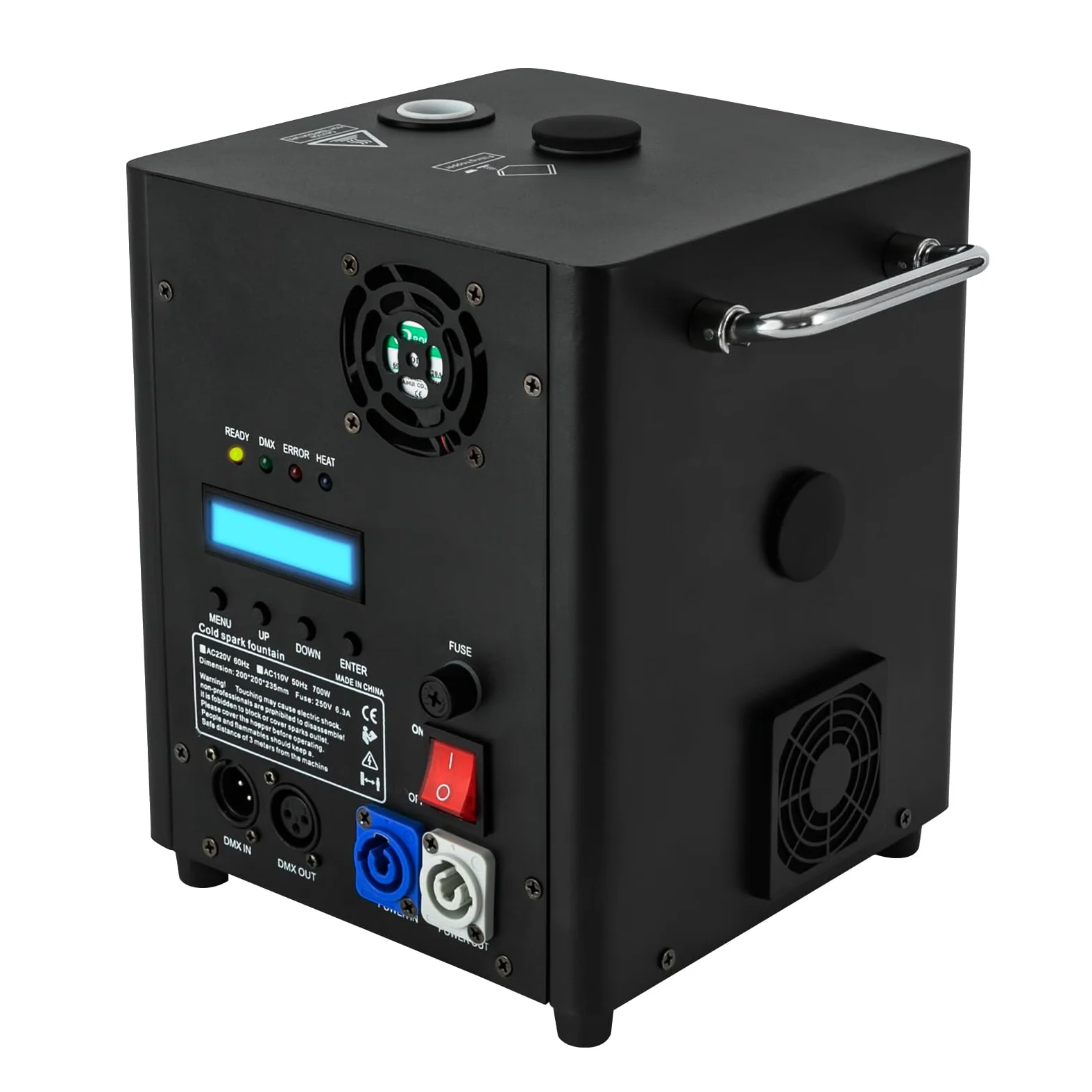 Pyrotechnikmaschinen 700W DMX Sparkular Funkenmaschine Feuerwerk Bühnen Fernbedienung, Cold Spark Machine Spezialeffekt Maschine Professionelle DJ-Ausrüstung, Einstellbare Injektionshöhe