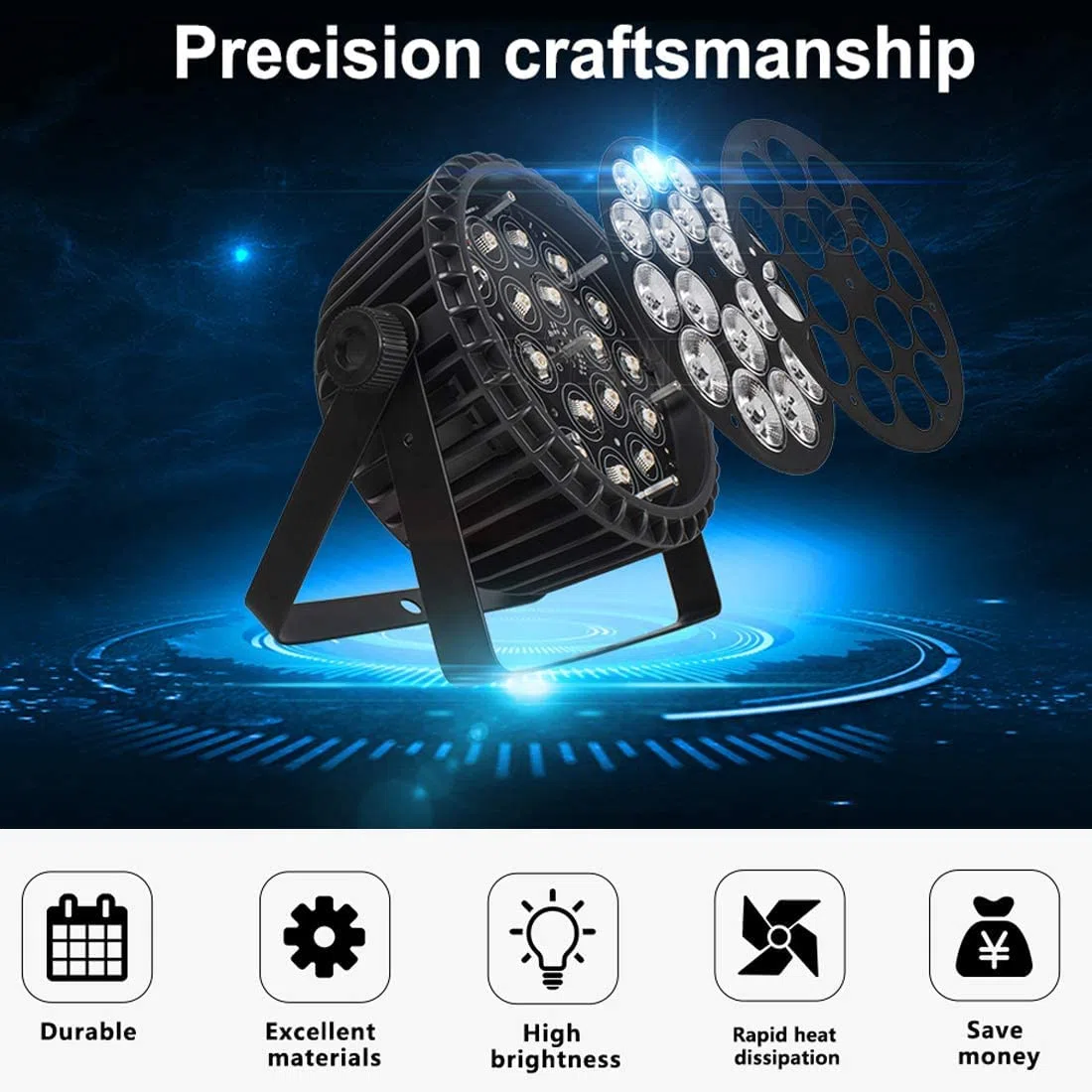 SHEHDS LED Par Scheinwerfer, 18x18W LED Bühnenlicht RGBWA+UV 6-in-1, DMX Steuerung Mit Soundsteuerung, DJ Lichteffekt Discolicht Partylicht Für Bühne Disco DJ Licht Show (18x18W-RGBWA+UV)