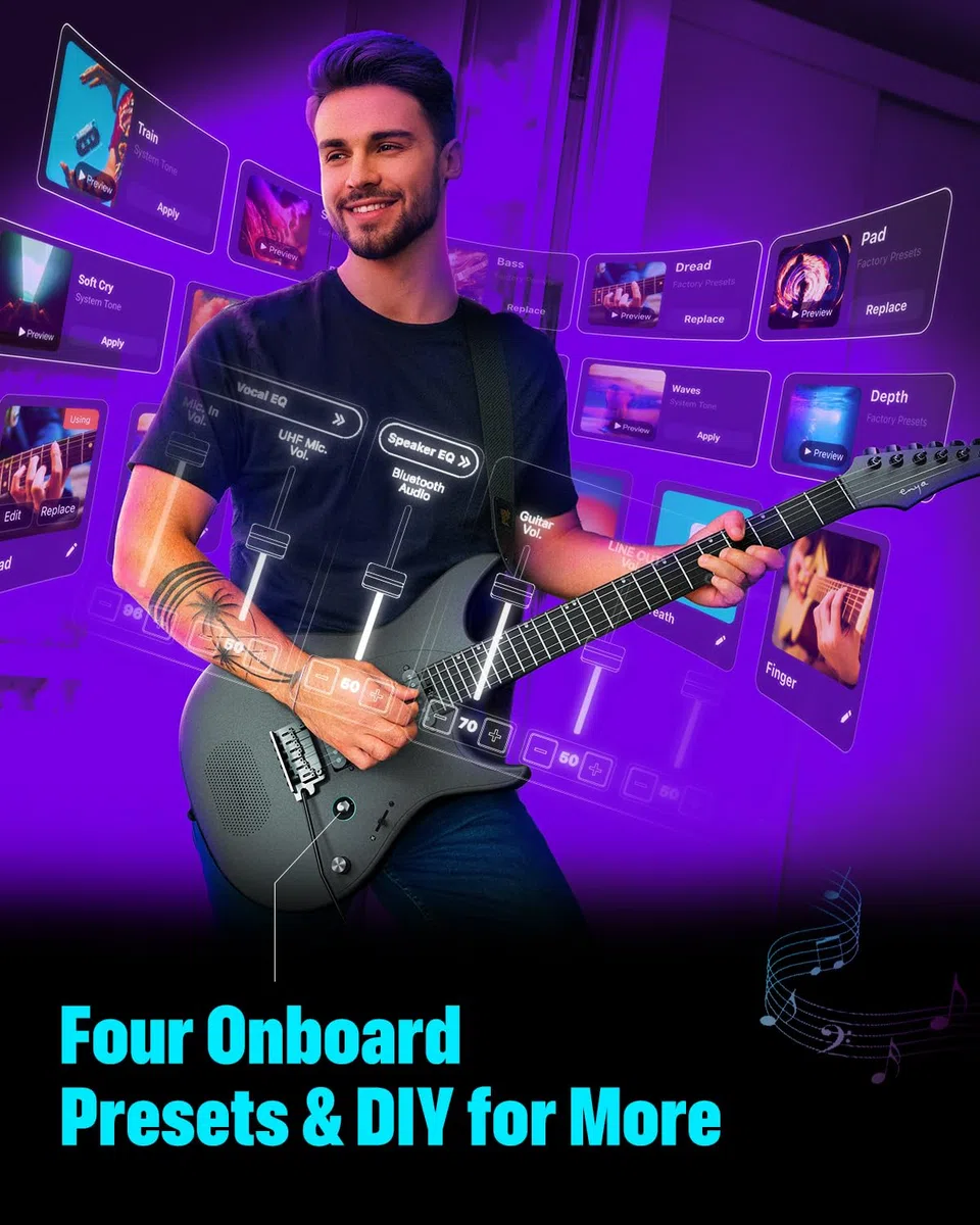Enya Inspire 39" Smart E-Gitarre&verstellbarer Gitarrenständer