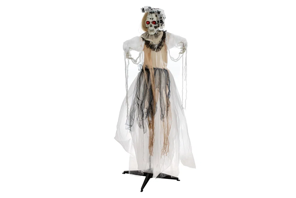 EUROPALMS Halloween Figur Braut, animiert, 170cm | Animierte Figur mit Licht- und Soundeffekt (Batterie- & USB-Betrieb)