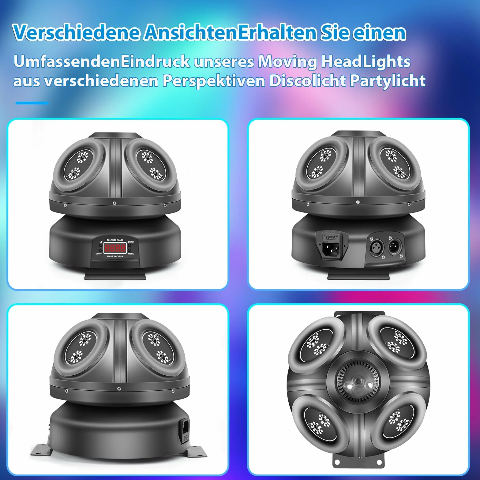 Discolicht Partylicht, Moving Head,LED RGB Licht DJ Projektor Musikgesteuert DJ Disco Lichter, DMX Effektstrahler,Für KTV Familientreffen Hochzeit Geburtstag Halloween (T100)