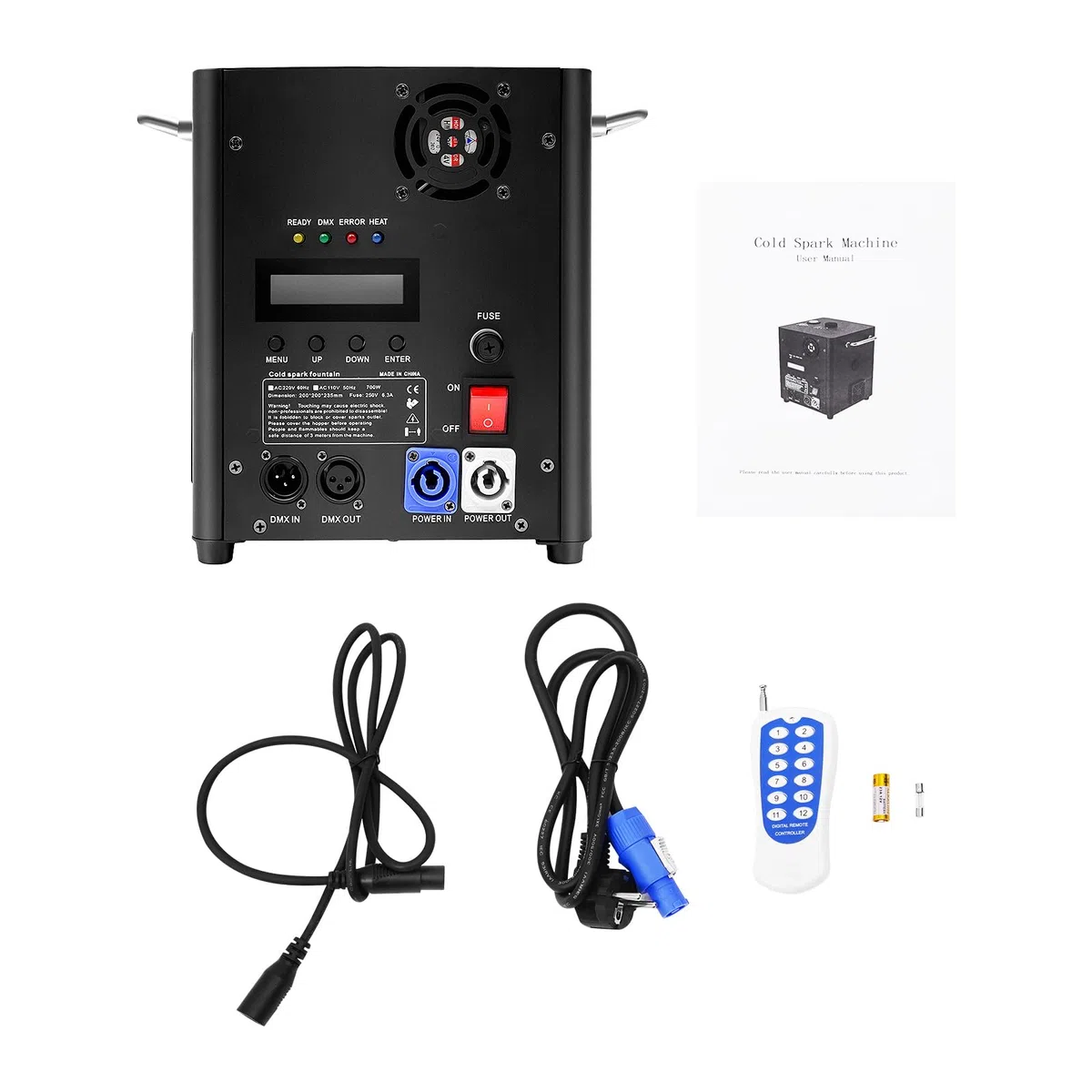 Kaltfeuerwerk Feuerwerksmaschine, 700W Pyrotechnikmaschinen, DMX Controller BüHneneffekt Spark Machine mit Fernbedienung für Party Hochzeiten