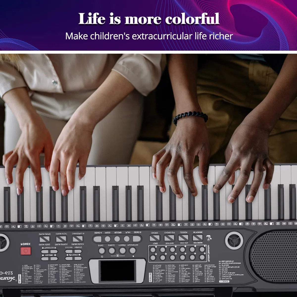 Digital Piano Klavier 61 Tasten Elektronisches Keyboard Musikinstrument mit Lautsprechern und Unterrichtsmodi
