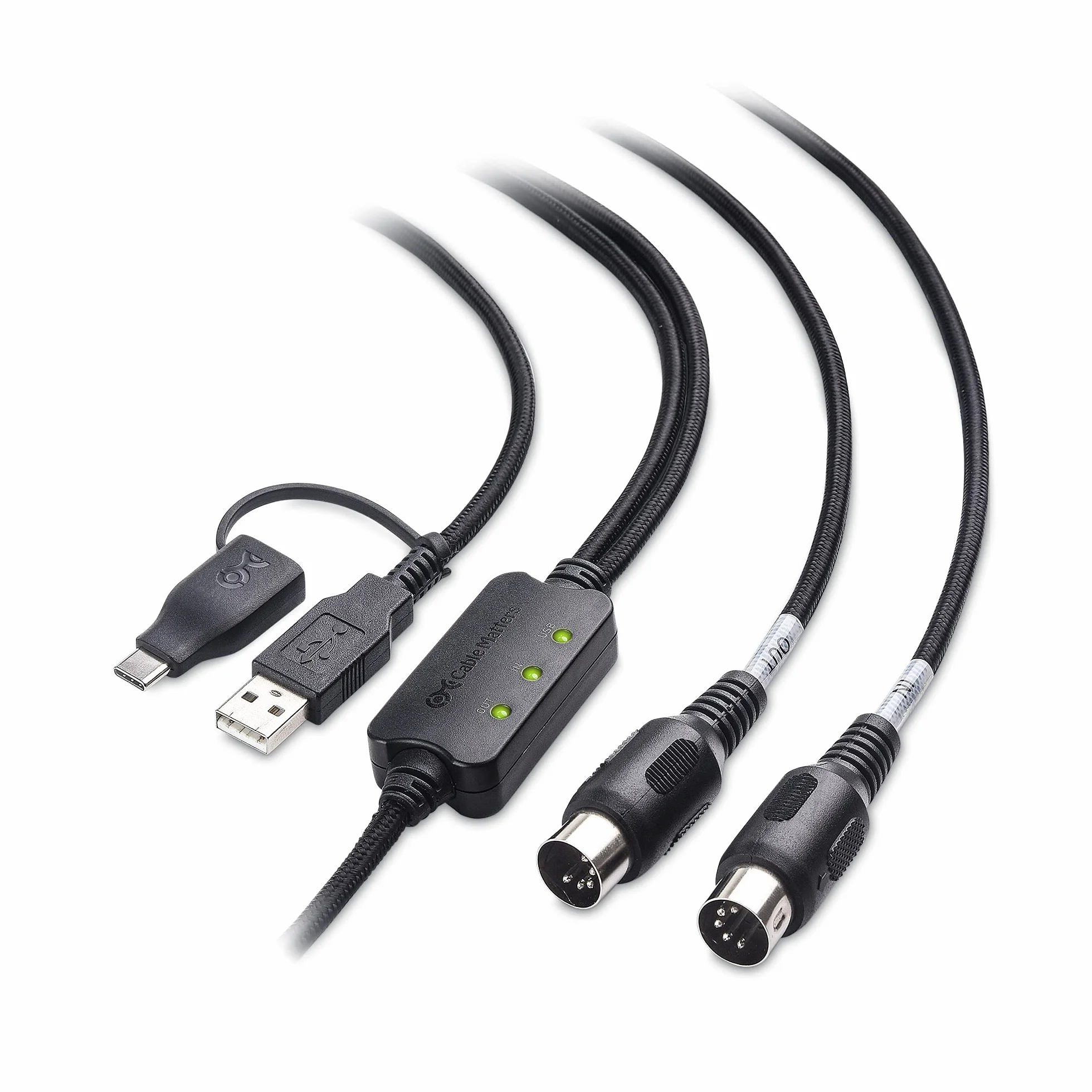 Cable Matters MIDI-an-USB-Kabel (USB-MIDI-Kabel, MIDI-an-USB C-Kabel) in Schwarz – 2 m