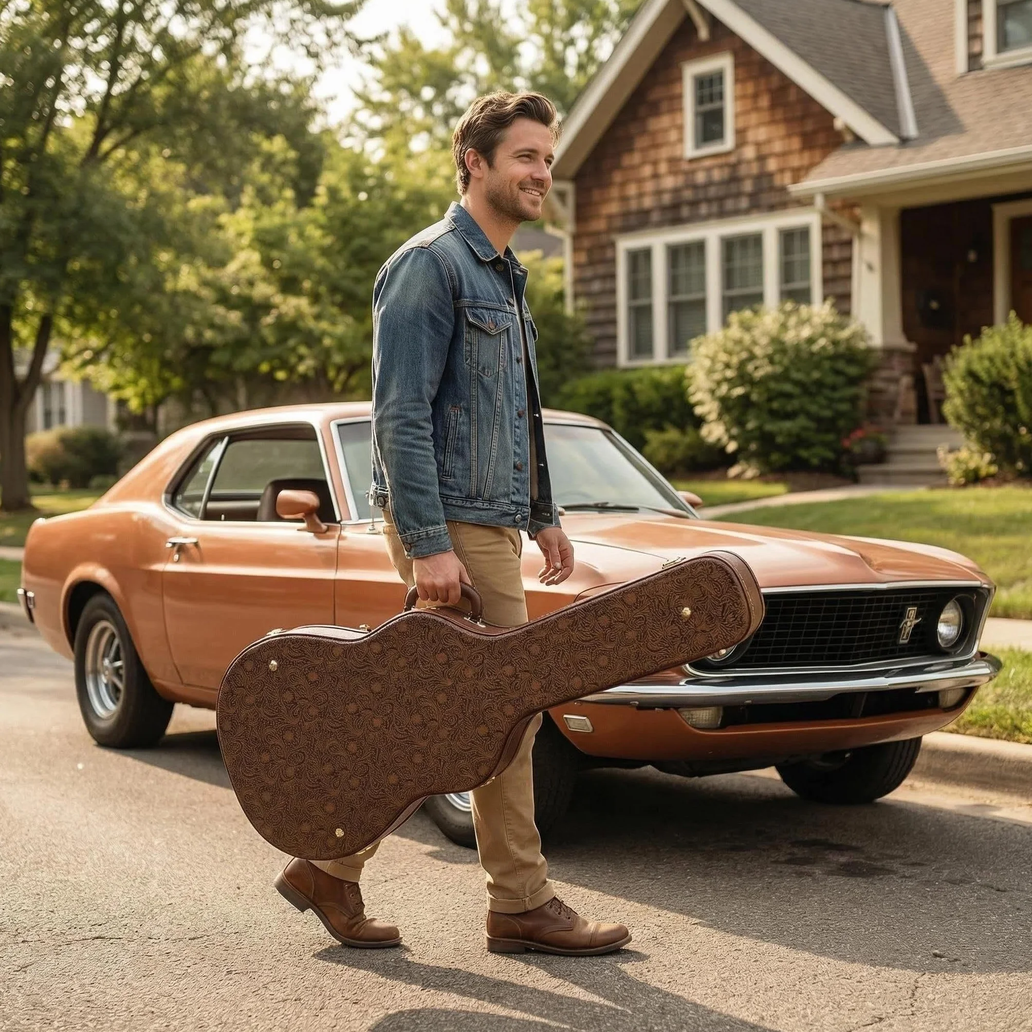 Crossrock Designer Serie – Holzkoffer für Gibson SG Elektrogitarren – Sicherheitsschloss, Metallfüße, Lagerraum – Blühend Braun (CRW530SGBQ)