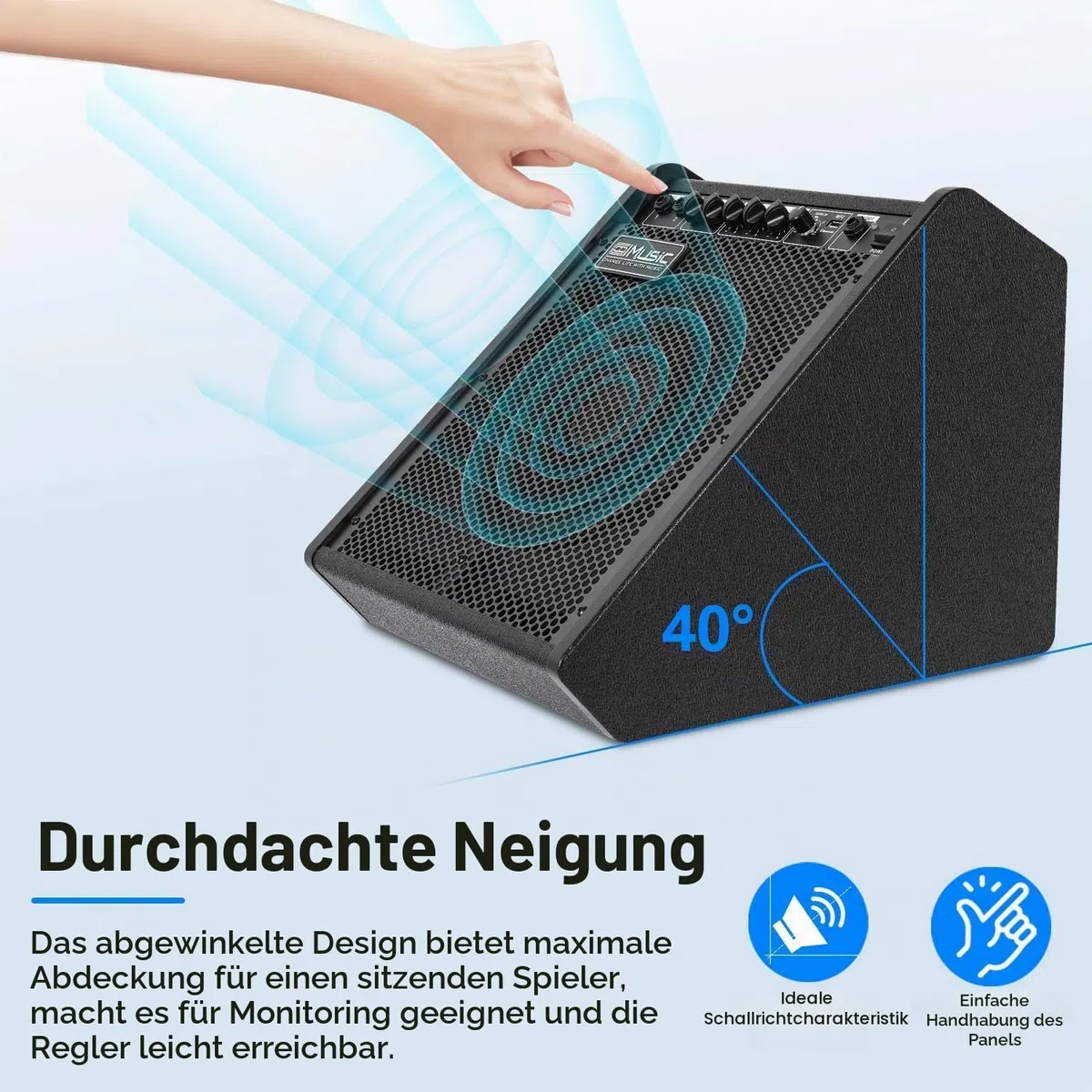 Coolmusic 100W Bluetooth Personal Monitor Verstärker Lautsprecher für elektrische Trommelverstärker, Tastatur und Akustikgitarre