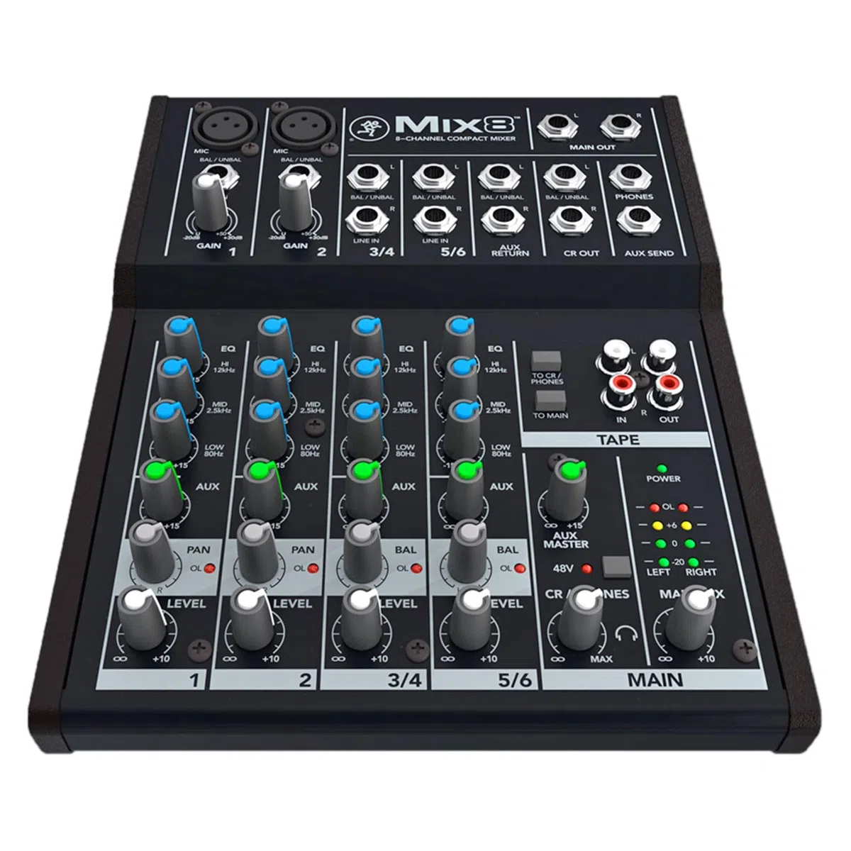 Mackie Mix8 8-Kanal Analog-Mixer Mischpult mit Kopfhörer