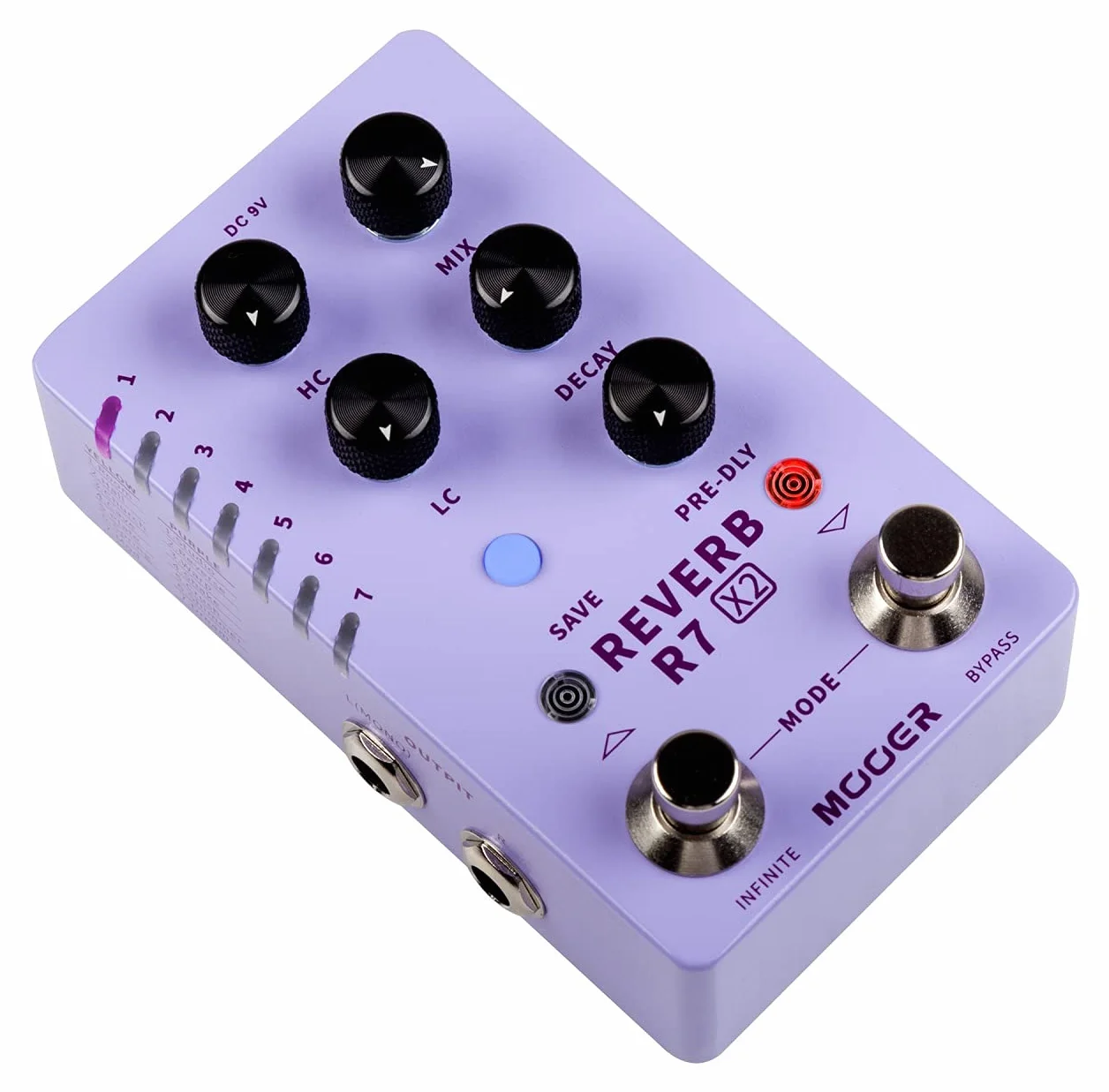 Mooer R7 X2 Stereo Reverb Pedal mit 14 Hall Modi und Presets für Gitarre