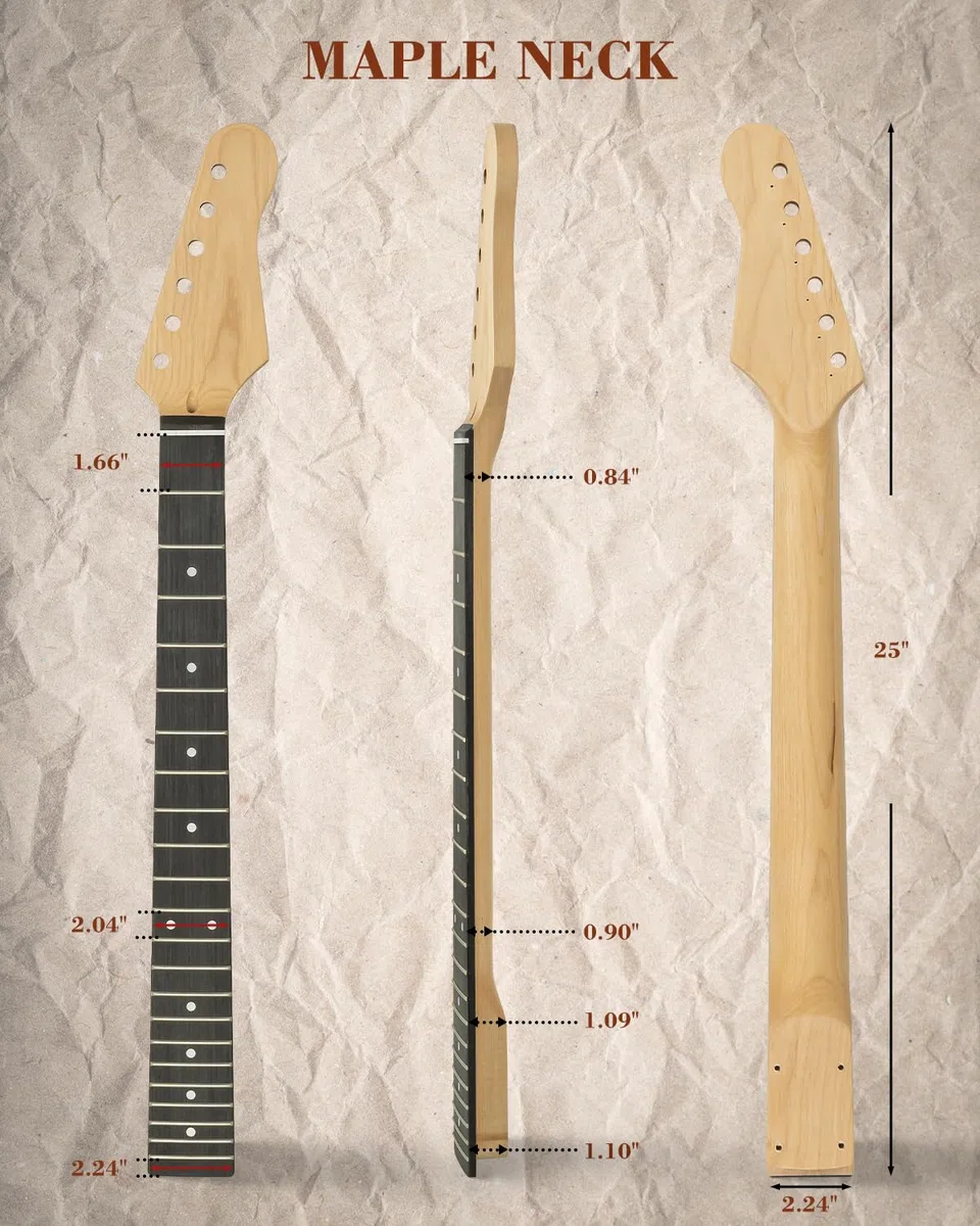 STRICH DIY E-Gitarre Kit, TL-Style Mahagonikorpus & Ahornhals mit SS-Tonabnehmern, einfach zu montierendes Kit mit allen Teilen - bauen Sie Ihre eigene E-Gitarre STL-D10