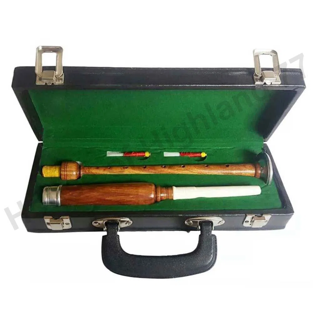 Scottish Highland Dudelsack Übungskanter Palisander Schwarz und Braun Finish mit silbernen und elfenbeinfarbenen Halterungen Dudelsackwechsler (braune, silberne Halterungen)