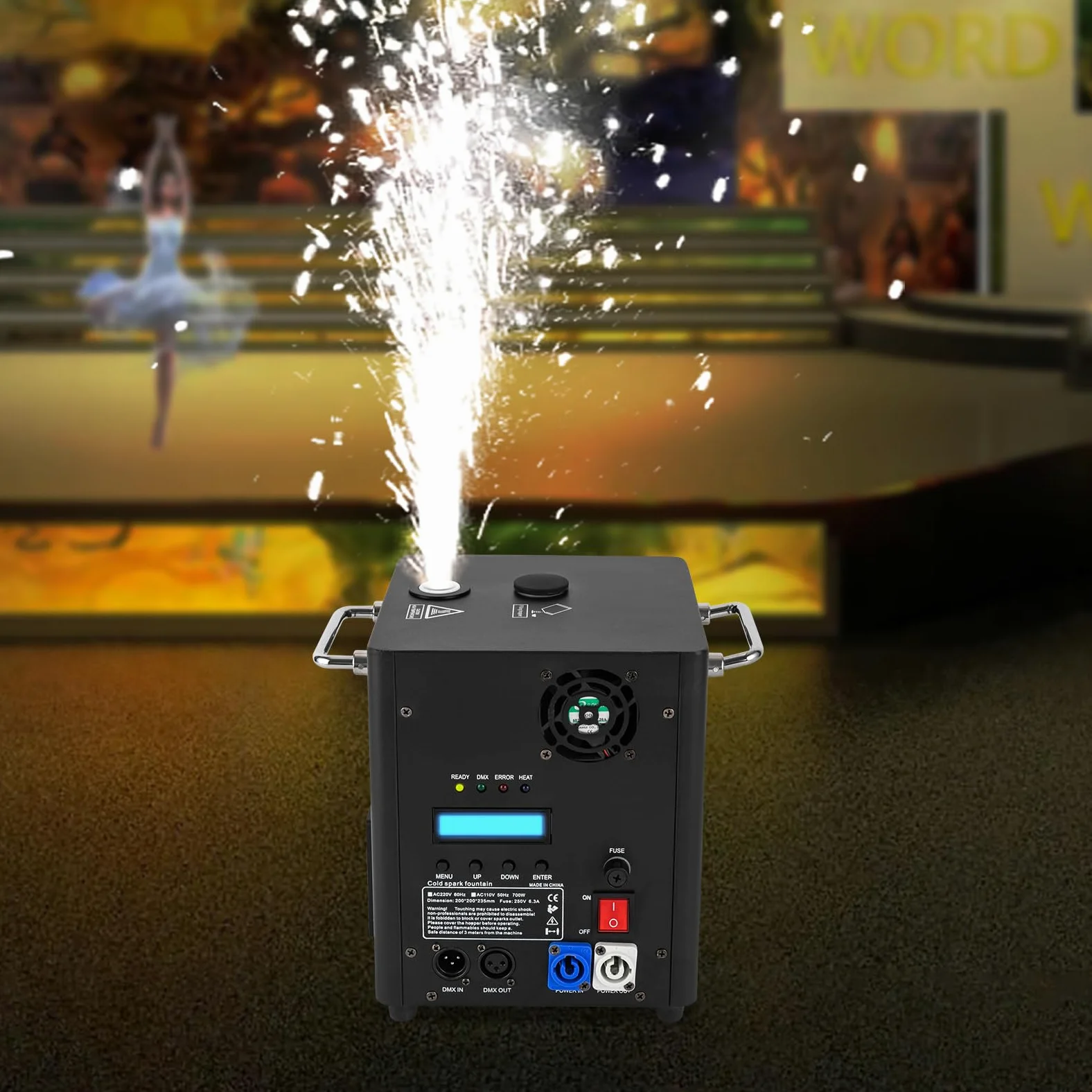 Cold Spark Machine DMX Sparkular Funkenmaschine 700W Pyrotechnikmaschinen Feuerwerk Bühnen Fernbedienung Spezialeffekt Machine für Bar Party Halloween Weihnachten Kaltfunkenmaschine (1)