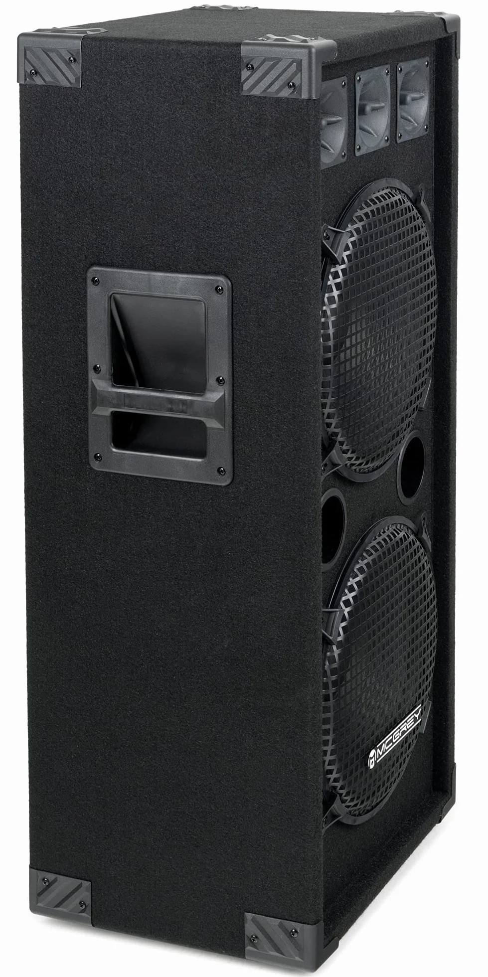 McGrey DJ-2222 2-Etagen DJ PA Lautsprecher Box 2X 30cm (12“) Subwoofer 1000W (Passiv, 2-Wege System, Holzgehäuse)