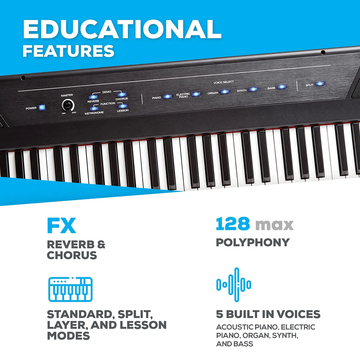 Alesis Recital - 88-Tasten Einsteiger Digital Piano Keyboard mit halbgewichteten Tasten & M-Audio SP-2 - Universal Sustain Pedal mit Piano Style Action, das ideale Zubehör für MIDI-Keyboards