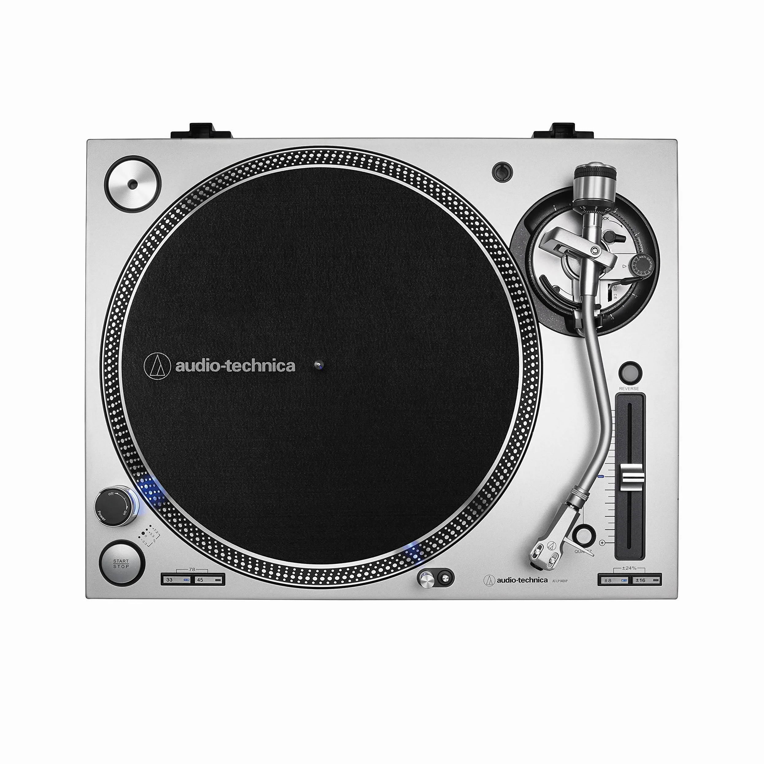 Audio-Technica AT-LP140XP Professioneller Plattenspieler mit Direktantrieb, Silber