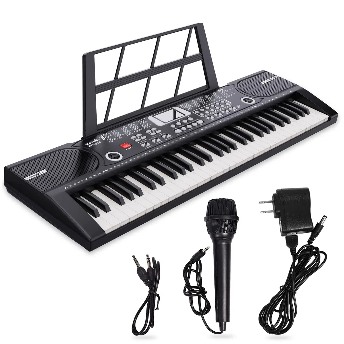 Digital Piano Klavier 61 Tasten Elektronisches Keyboard Musikinstrument mit Lautsprechern und Unterrichtsmodi
