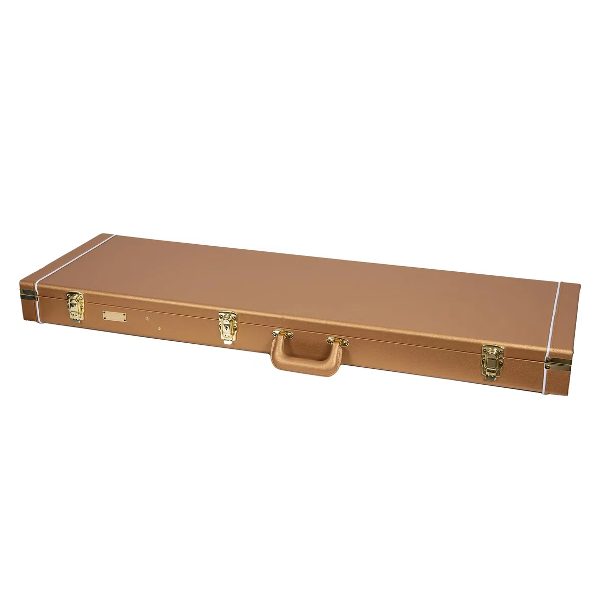 Crossrock rechteckiger Holzkoffer für Stratocaster & Telecaster | Luxusgold Kunstleder, Bordeaux Samt, Schloss – Designer Series (CRW520ELG)