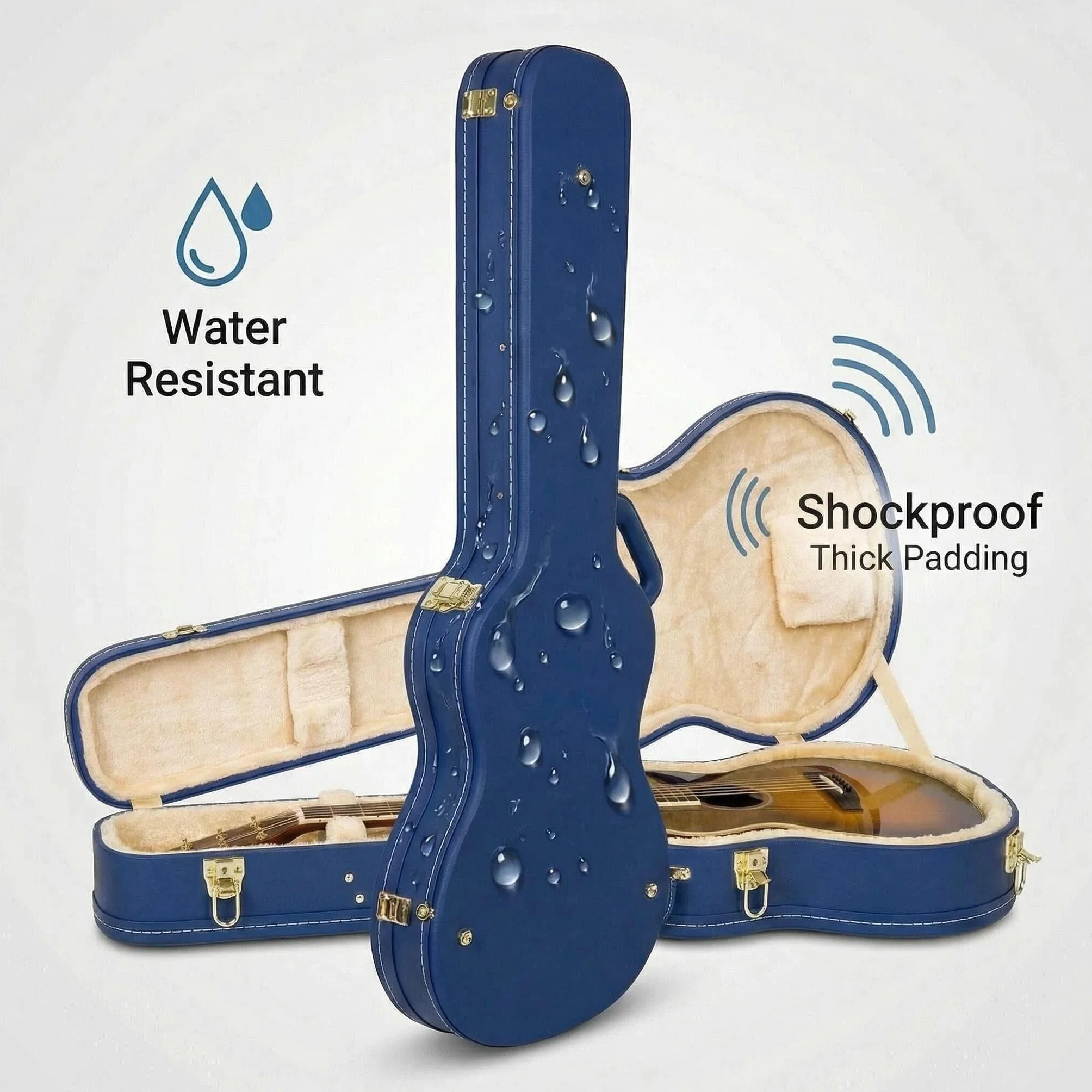 Crossrock Designer Series Holzkoffer für Gibson SG Elektrogitarren - Sicherheitsschloss, Metallfüße, Lagerraum - Lebhafter Blau (CRW520SGVB)