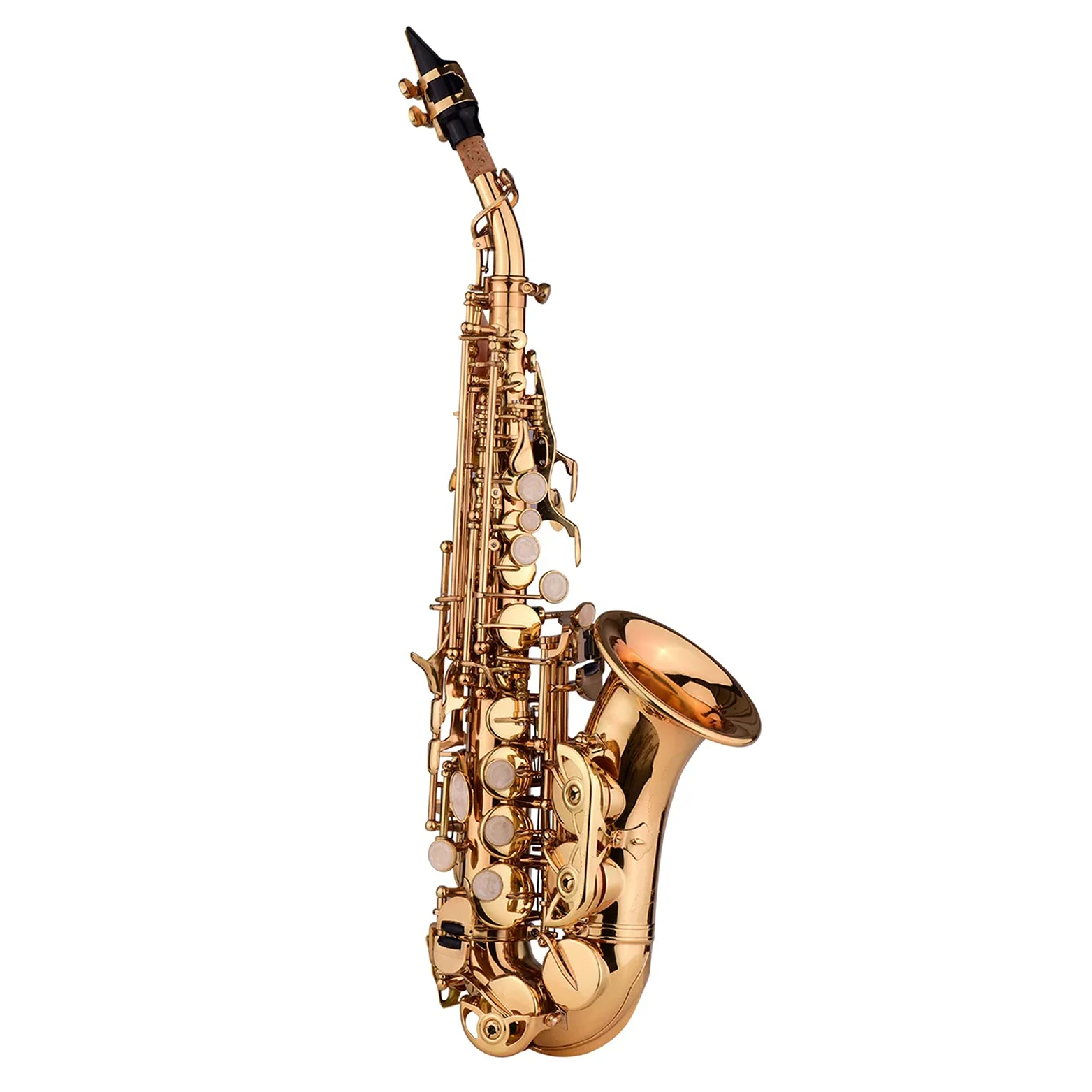 Mini-Bb-Sopransaxophon, Saxophon, Messingmaterial, Goldlack-Oberfläche, Holzblasinstrument mit Tragetasche, Handschuhe, Reinigungstuch, Bürste, Blätter, Saxophongurt,Bb Saxophon