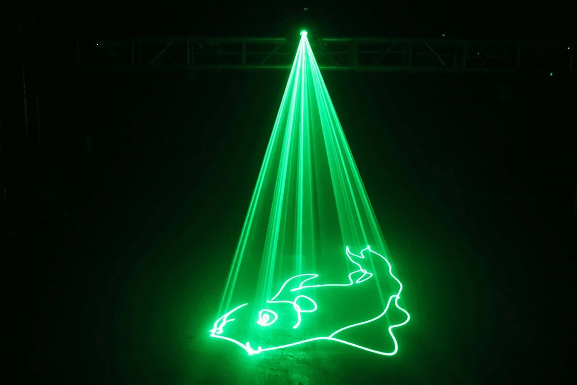 ALGAM LIGHTING - SPECTRUM 80 GREEN - Grüner einfarbiger Animationslaser 80 mW – Laserklasse 3B – IP20 – 200 x 260 x 150 mm
