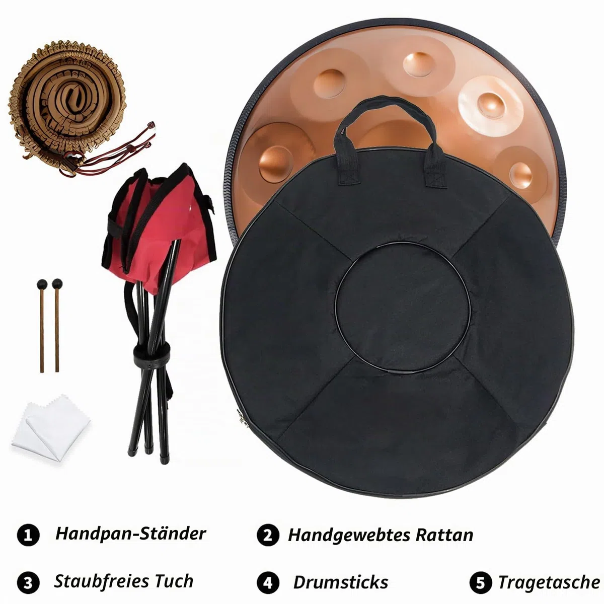 Handpan Drum 432Hz/440Hz, 9/10/12 Noten 55cm Percussion Instrument Mit Drum-Tripod, Stahl Handpan Instrument Für Meditation Yoga Sound Healing (Color : 440Hz, Size : 12 Notes)