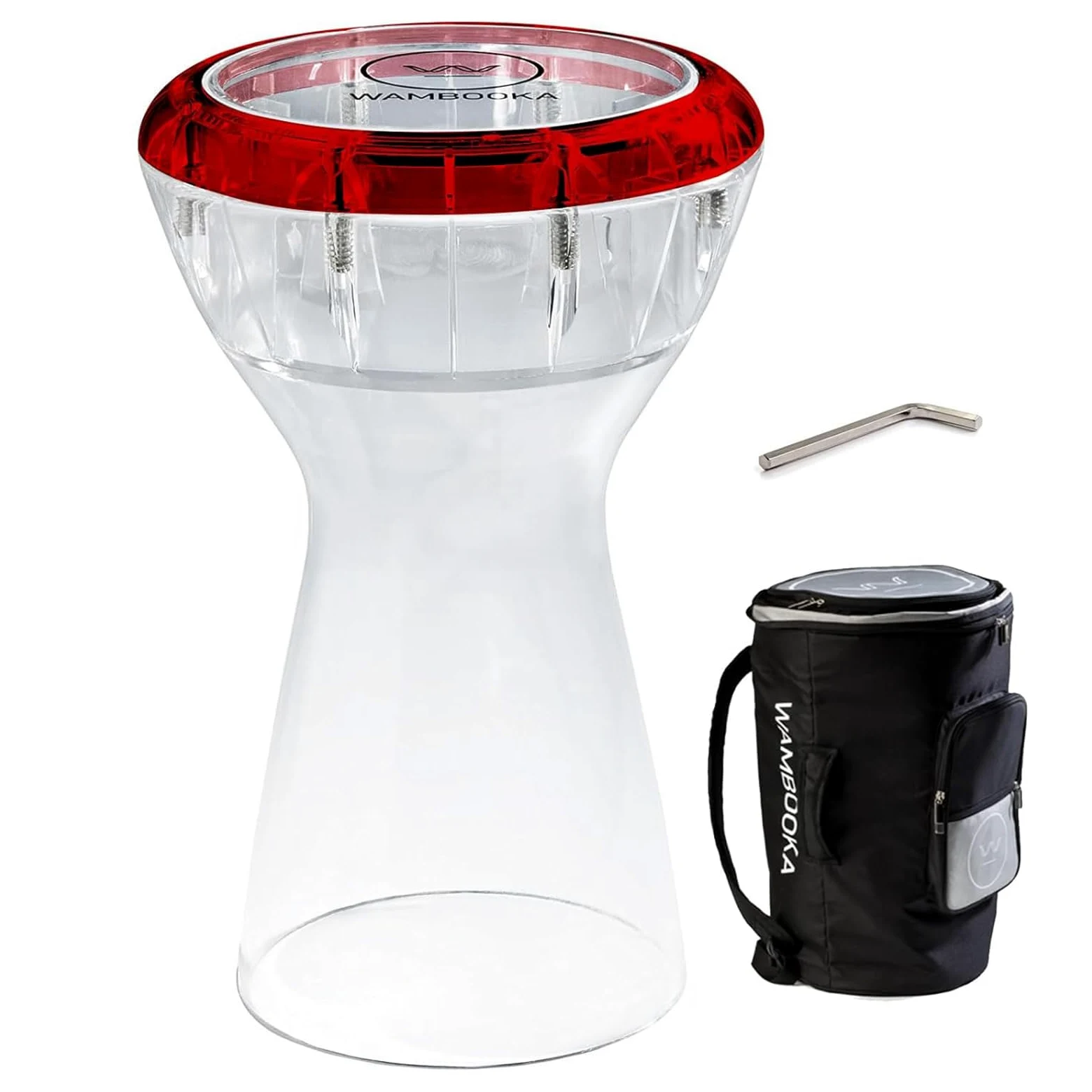 Ruby Darbuka Trommel mit stimmbarem Kopf 22,2 cm und gepolsterter Tasche, 43,2 cm Länge, transparentes Polycarbonat