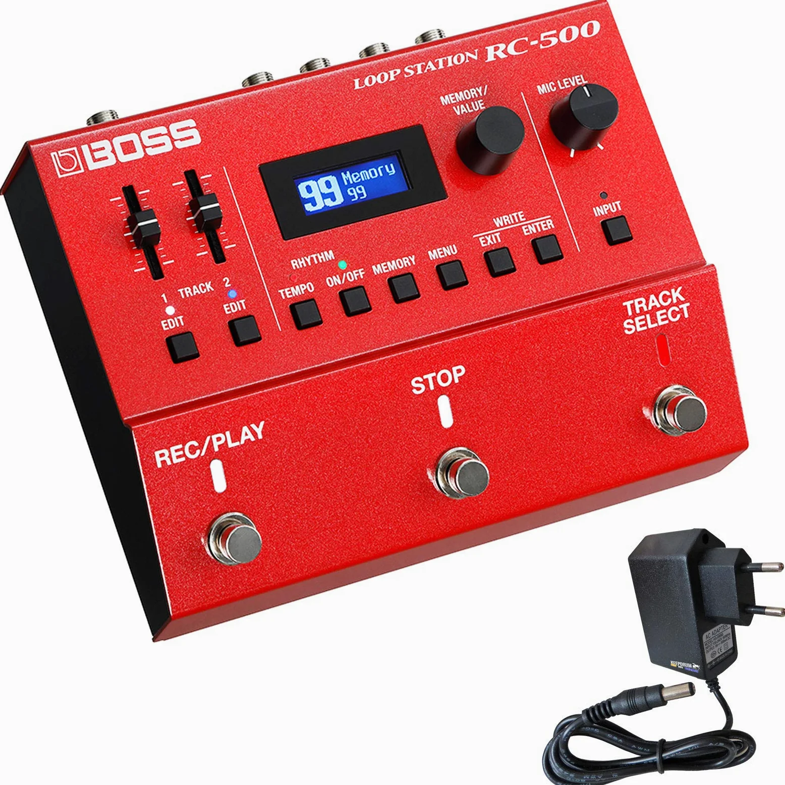 Boss RC-500 2-Spur Loop Station Looper Effekt Pedal + keepdrum 9V Netzteil