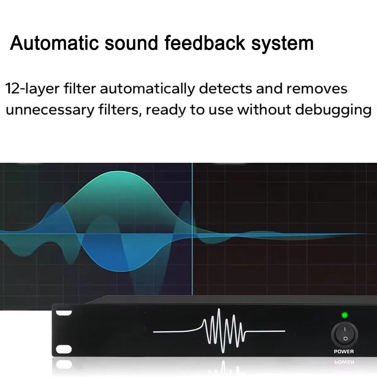 Professioneller Feedback-Unterdrücker, Audioprozessor, Mikrofon-Rückkopplungs-Frequenzwandler, digitale Rückkopplungsunterdrückung Stufe 5, for Bühne, KTV, Bar und Party(4 in 4 out)