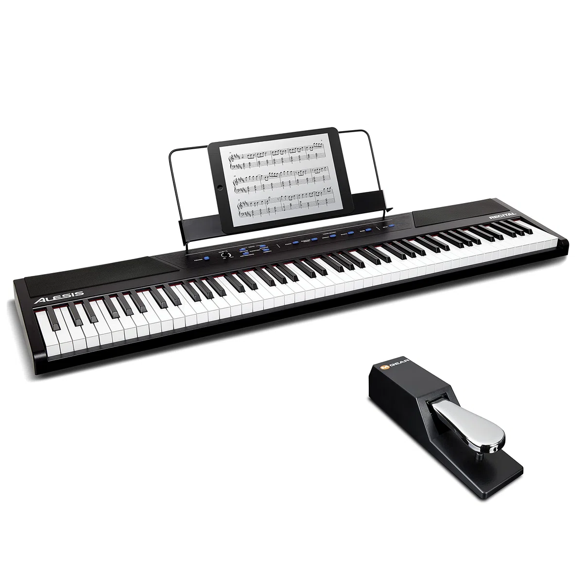 Alesis Recital - 88-Tasten Einsteiger Digital Piano Keyboard mit halbgewichteten Tasten & M-Audio SP-2 - Universal Sustain Pedal mit Piano Style Action, das ideale Zubehör für MIDI-Keyboards