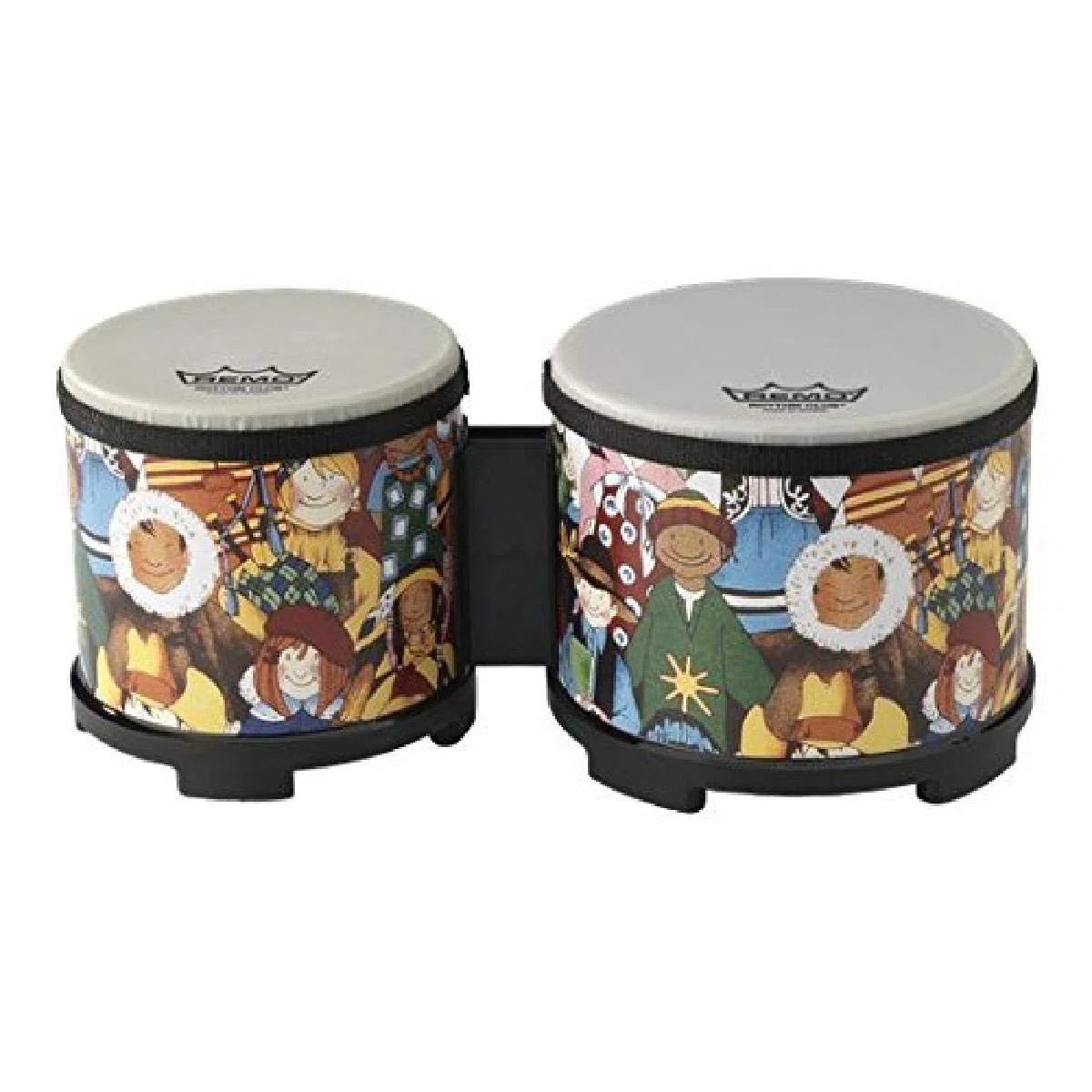 Remo RH-5600-00 Rhythm Club Bongo Drm. 5 Zoll und 6 Zoll Höhe 4.5 Zoll, Renaissance Felle fest vorgestimmt, für Kinder ab 3 Jahren & Percussion Plus Schlägel aus weichem Gummi für Slit Drums, Paar