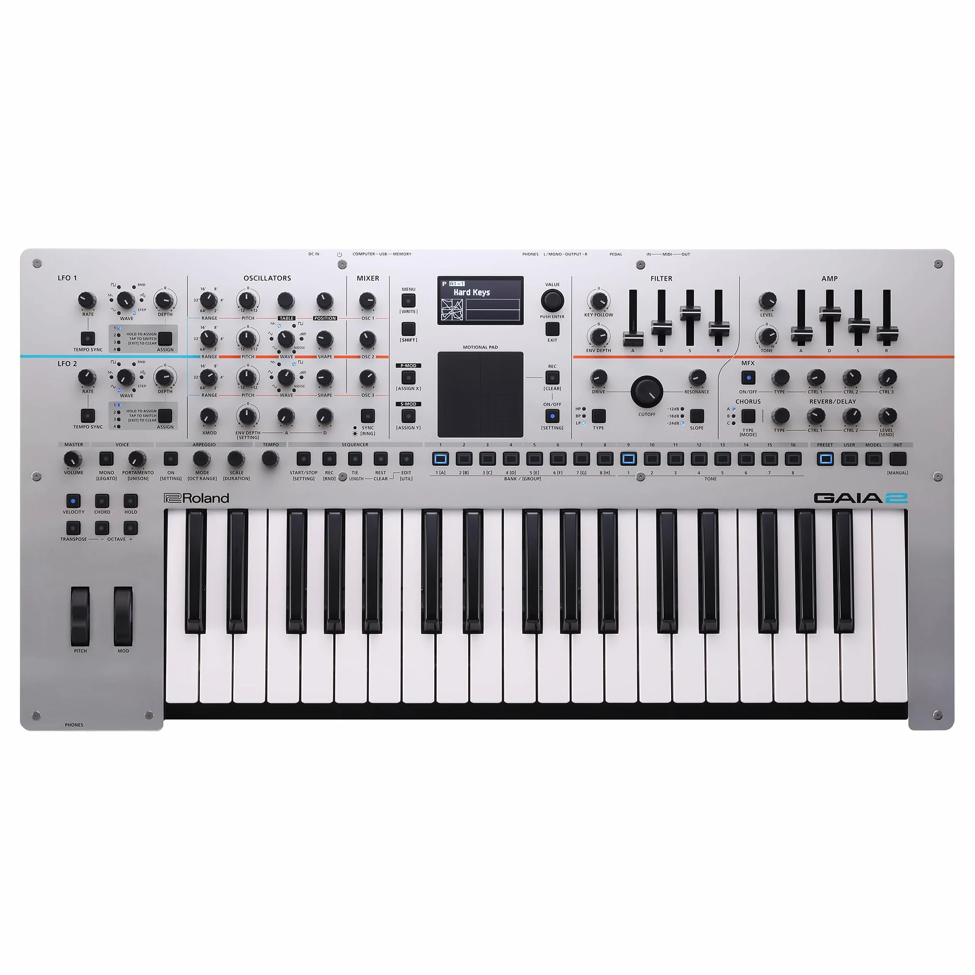 Roland GAIA 2 Synthesizer Hybride Soundengine Wavetable virtuell-analog Motional Pad