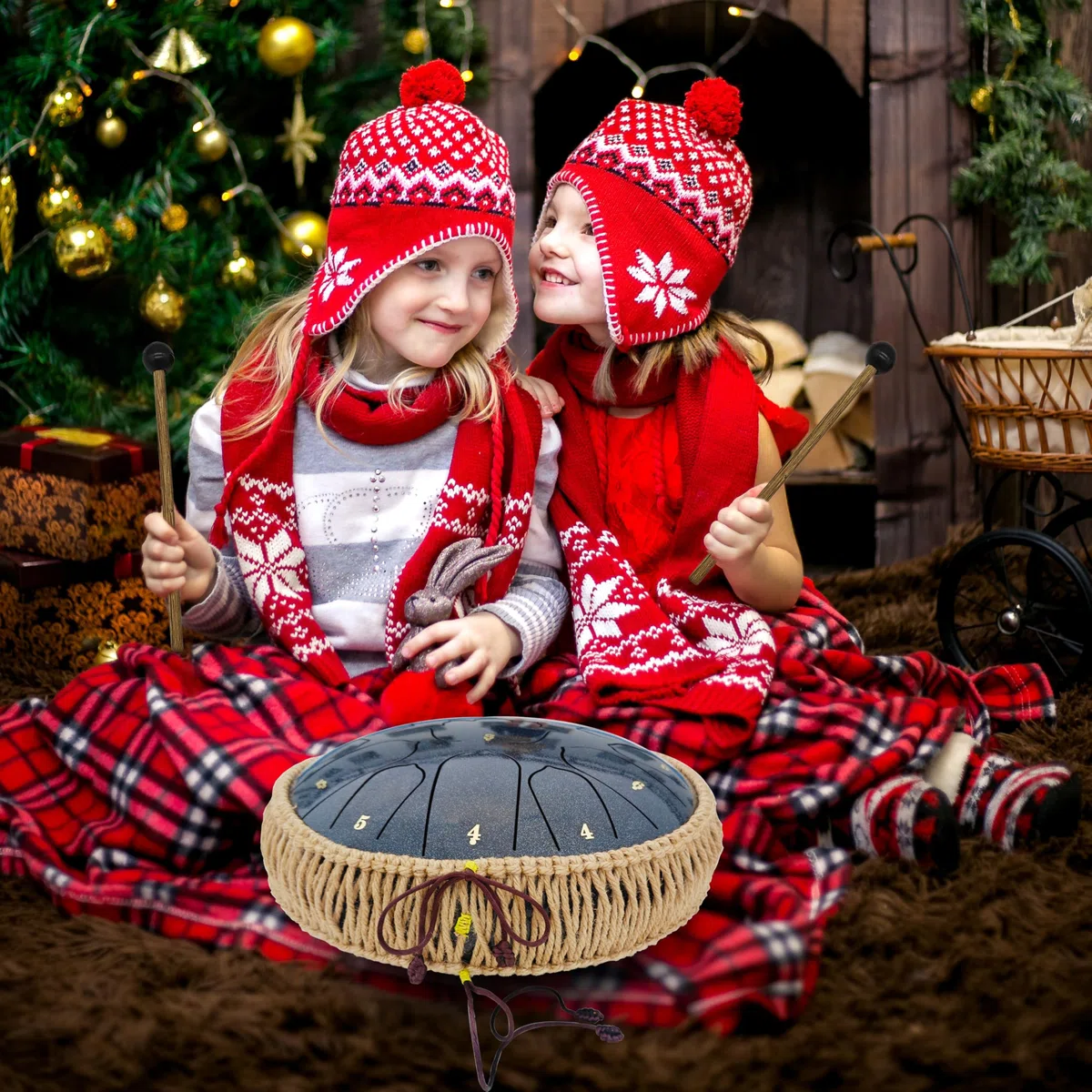 BETESINE 13 Zoll 15-Note Steel Tongue Drum C-Dur Starry Black | Anfänger-Set mit Schlägeln, Notenheft, Notenetiketten und Tragetasche zum Üben, Meditation, Yoga und Verschenken