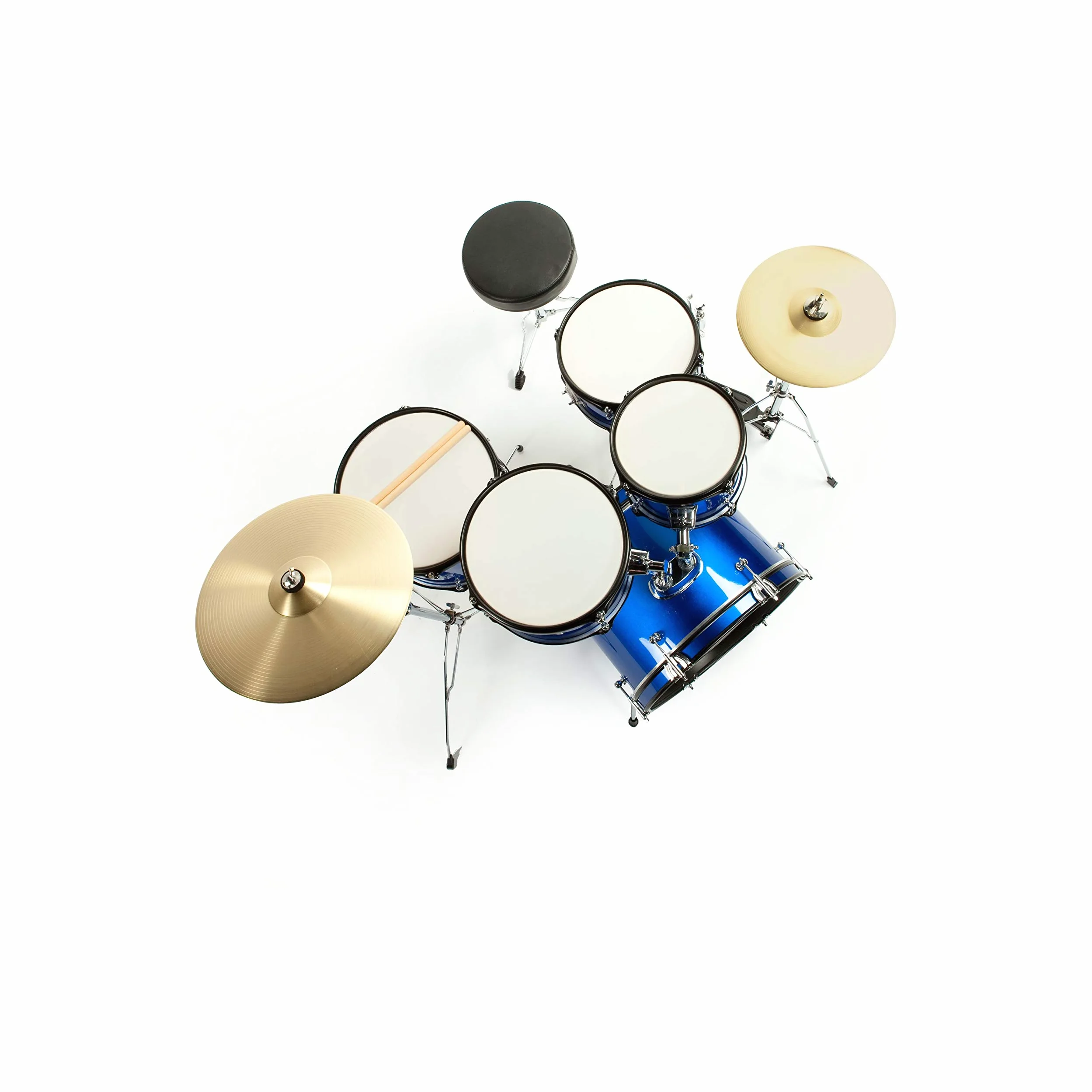 Fame 5 PC Drumset Blue, Schlagzeug mit Bass Drum, Tom-Tom, Snare, Hardware und Hocker, inkl. Zubehör und Drumsticks