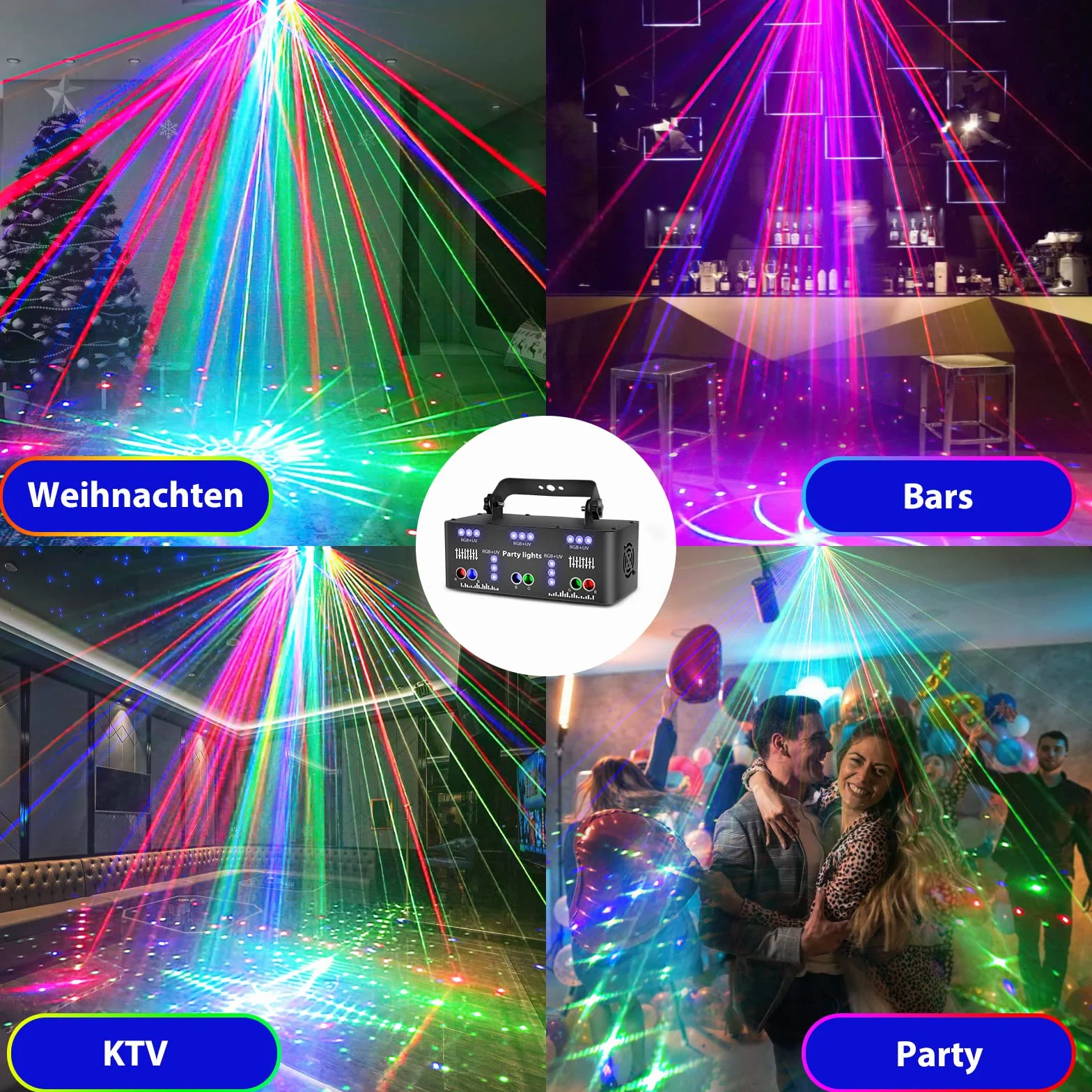 Discolicht Partylicht, LED RGB Licht DJ Projektor Musikgesteuert DJ Disco Lichter, DMX Effektstrahler Für KTV Familientreffen Hochzeit Geburtstag Halloween (LTB337021)