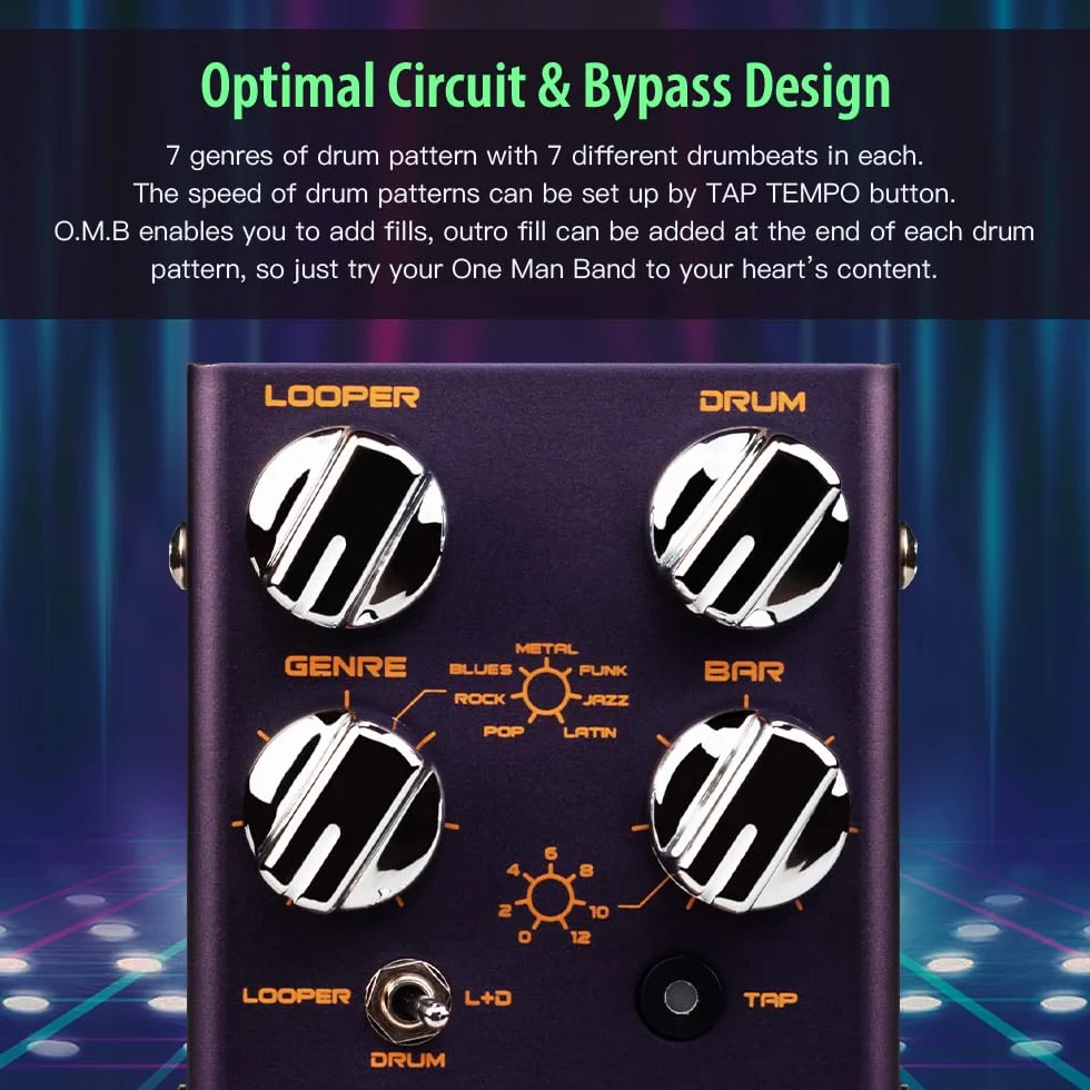 JOYO Looper und Drum Machine Pedal für Cycle Recording und Drums für E-Gitarre (O.M.B R-06)