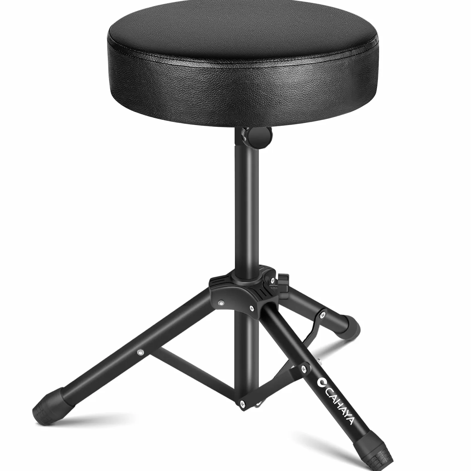 CAHAYA 6,5 cm Extra Dick Gepolsterter Schlagzeughocker: 168kg Superbelastbar Trommelhocker, Klappbar Drum Hocker, Schwarz, CY0334