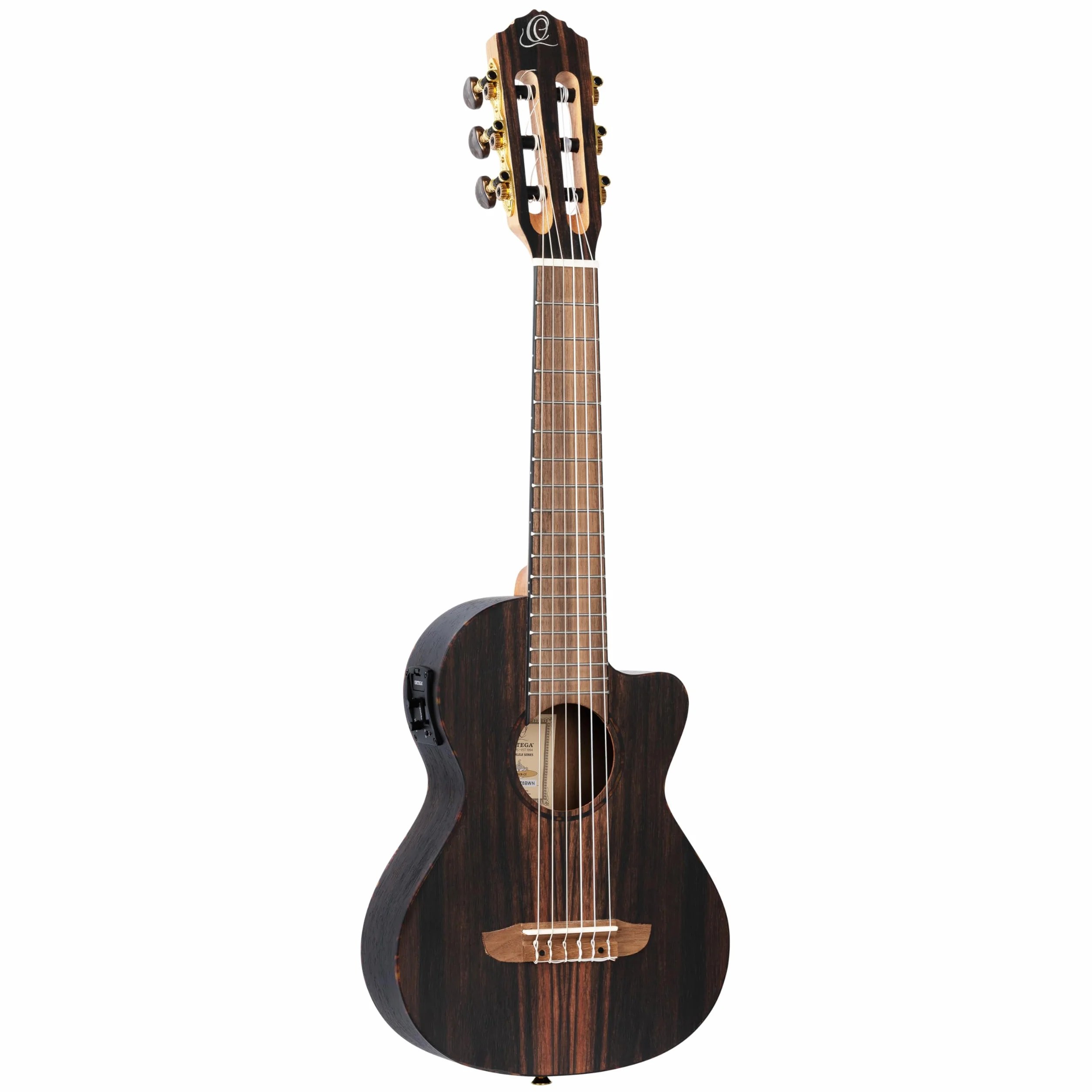 Ortega Guitars Reise Gitarre Elektro-Akustisch – Mini Travel Series – Ebenholz, Natur (RGL5EB-CE)