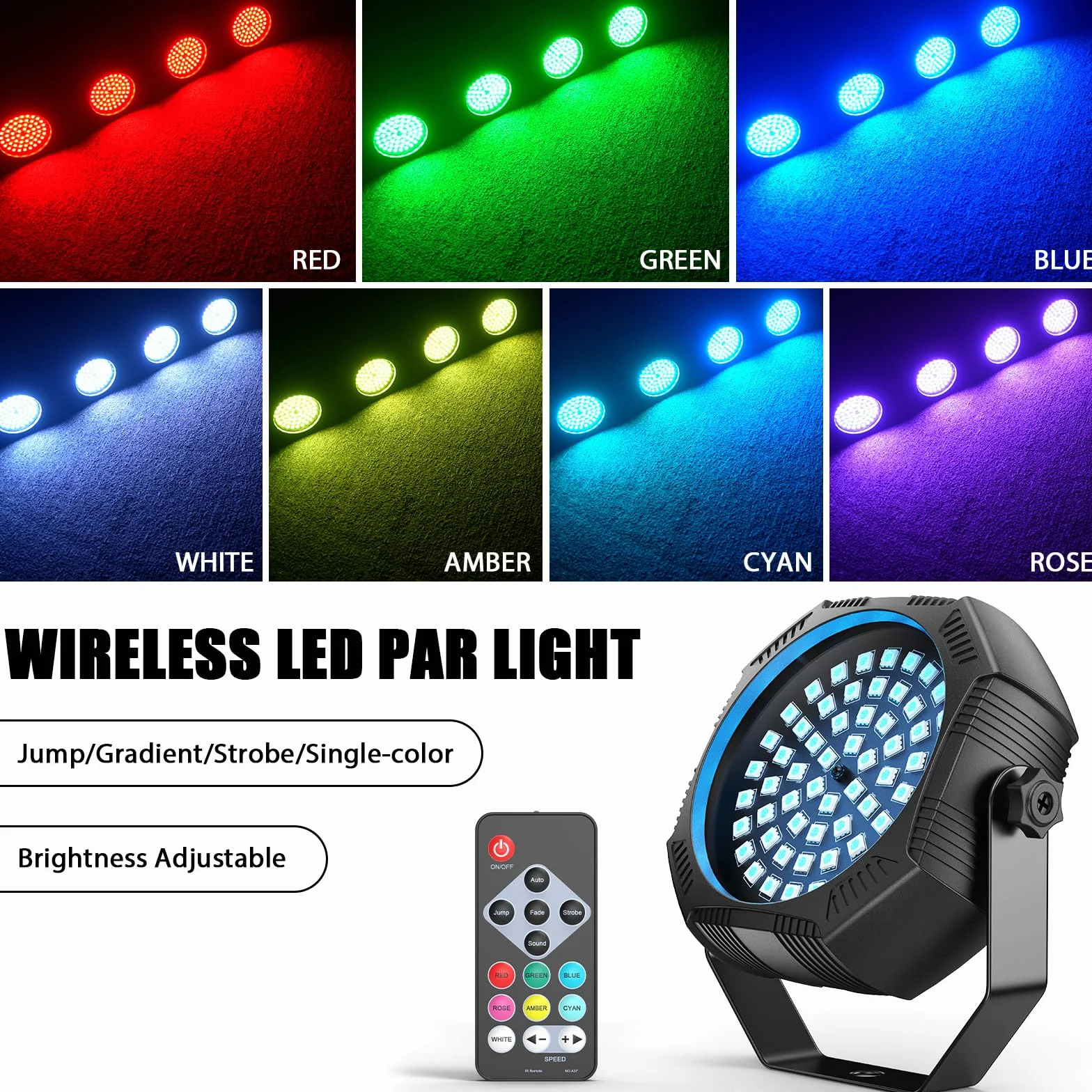 4PCS Mini RGB LED Par Akku, 60 x 0.5W LED 2200mAh Wiederaufladbares Stroboskop Bühnenlicht mit Fernbedienung, Partylicht für DJ Disco Party Bar Live-Raum Hochzeit Halloween Weihnachten